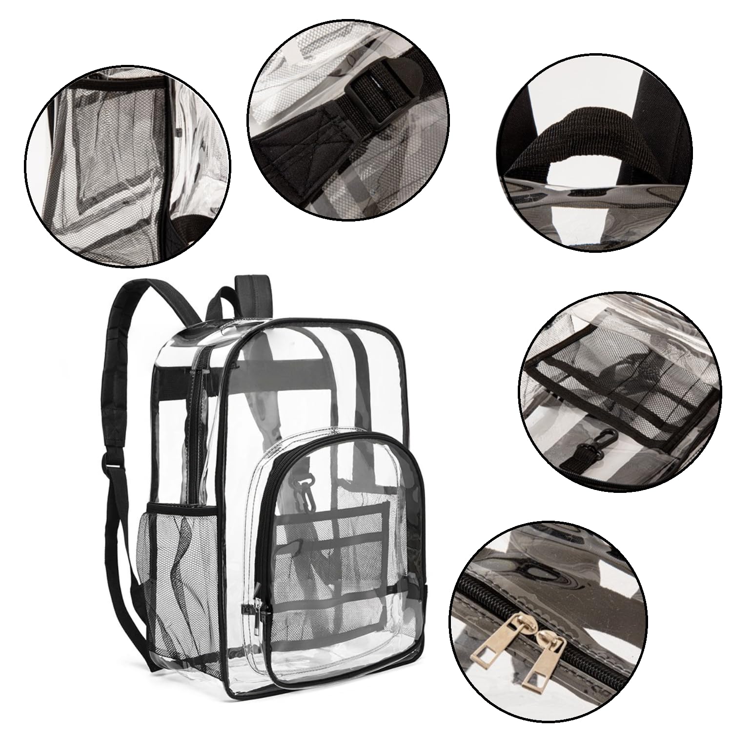 Sac a Dos Transparent,Sac Impermeable Sac à Main Unisexe Sac à Dos D'école PVC,Sac de Sport Transparent pour Travail Collège les Voyages