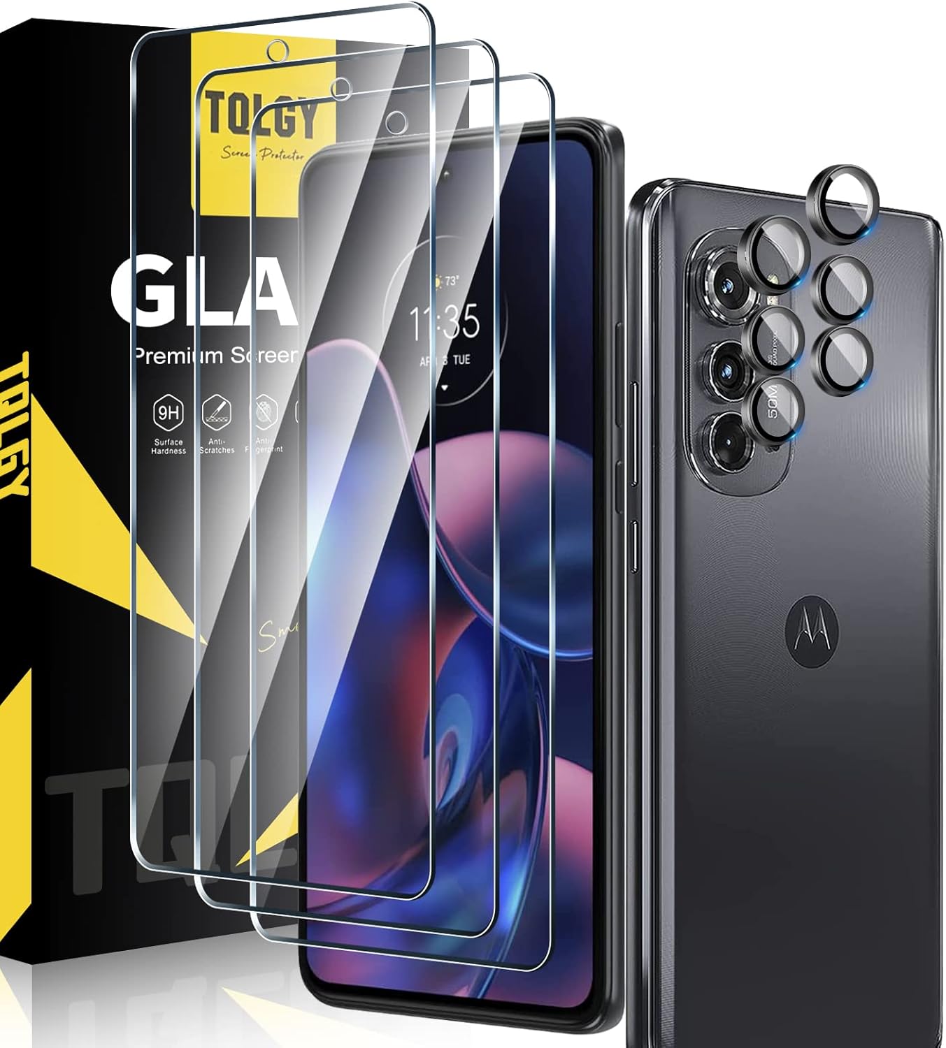 TQLGY 3 Pack Screen Protector for Motorola Edge 2022 with 2