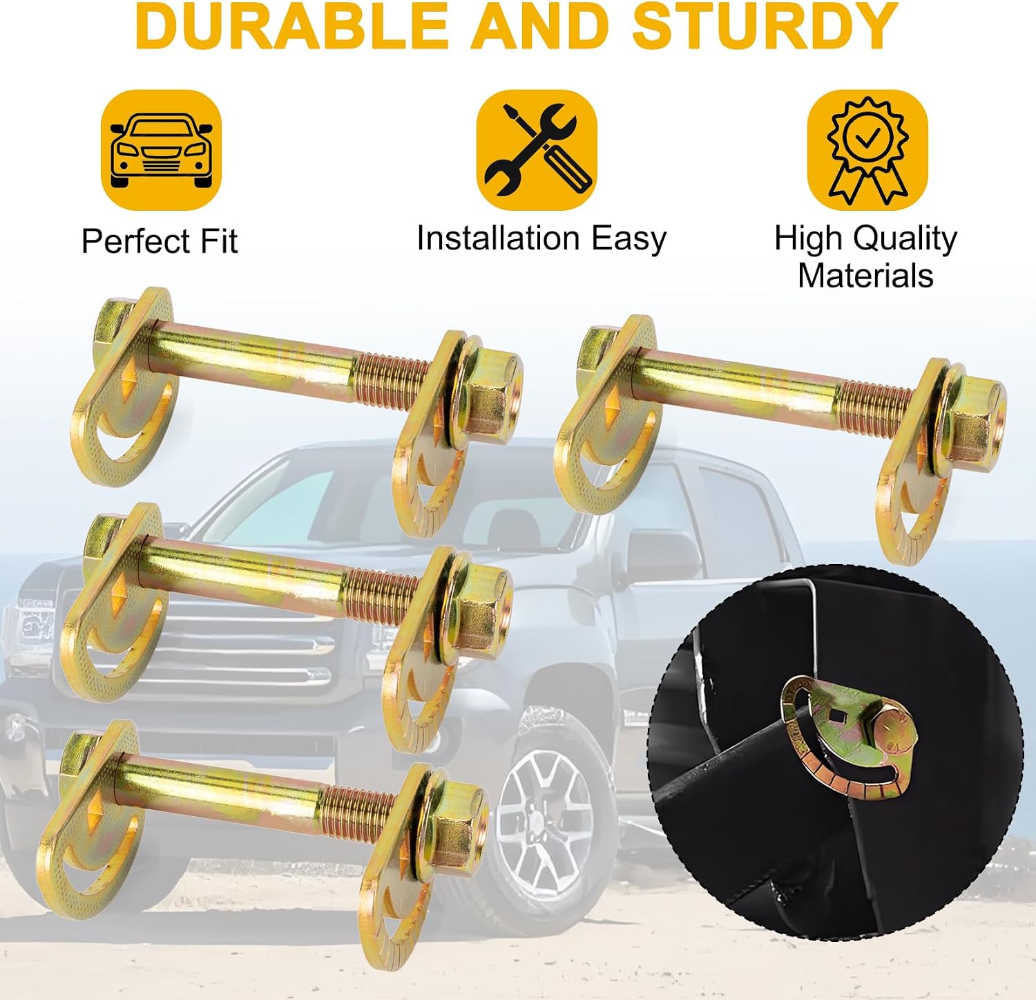 PSLER Kryptonite Cam Bolts Kit for KR86376 - Fits for 2011-2022 GMC Silverado 2500HD Control Arm & Sierra 2500HD 3500HD Truck Models, 2015-2018 Canyon Trucks