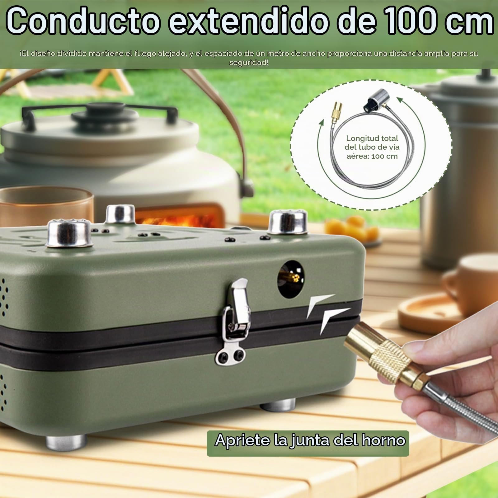 Estufa De Camping, 2 En 14400 W 2 Quemadores Estufa De Gas Portátil Plegable Quemador Ajustable Con Parrilla Y Asa Para Manguera Bolsa Transporte Para Cocinar En Camping (Sin Tanque De Gas)