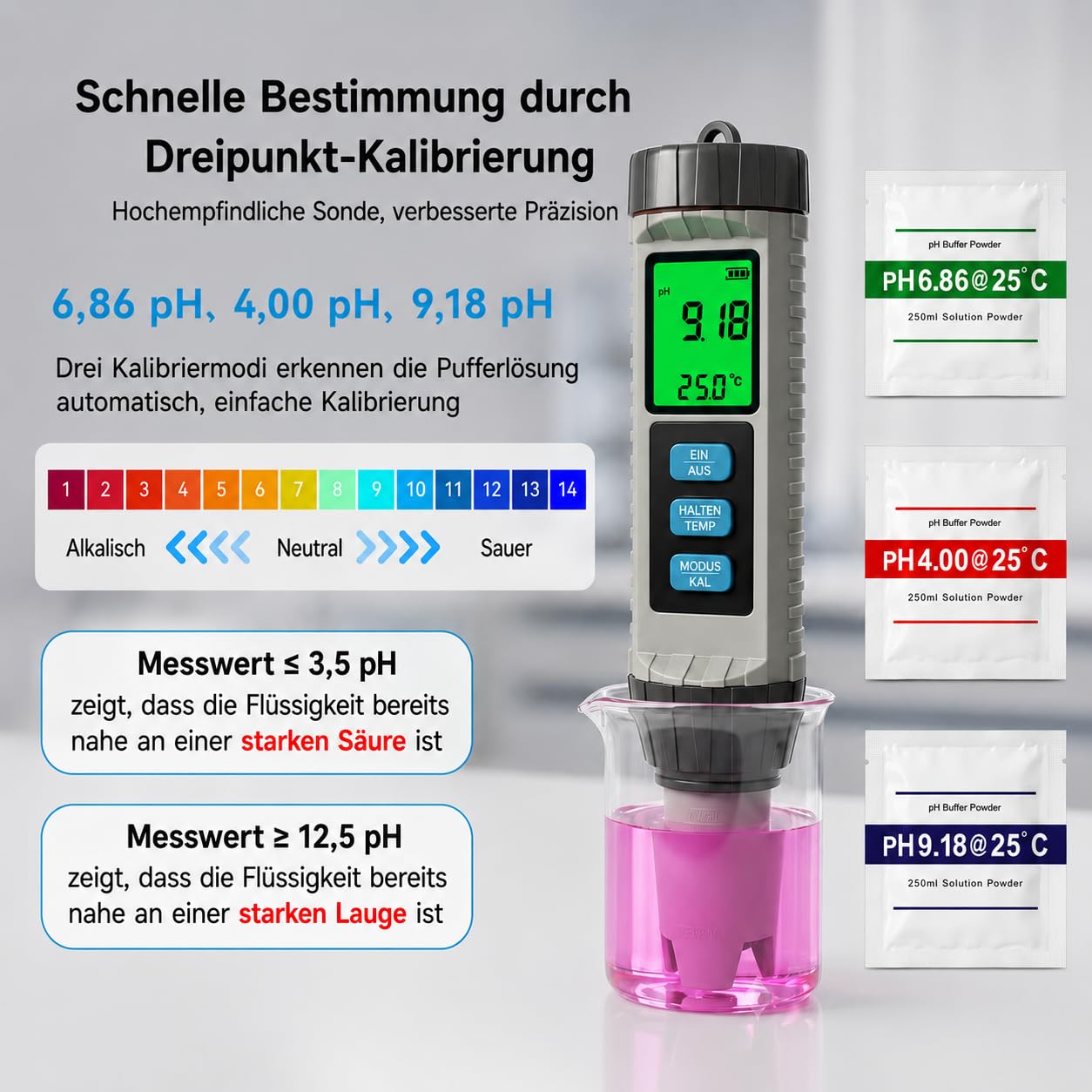 8-in-1 PH Messgerät Wasser, Pool Chlor Messgerät, Digitaler Wasserqualität Tester für pH, TDS, EC, Salzgehalt, S.G., Chlor, ORP und Temperatur, für Schwimmbad, Aquarium, Whirlpool, Trinkwasser