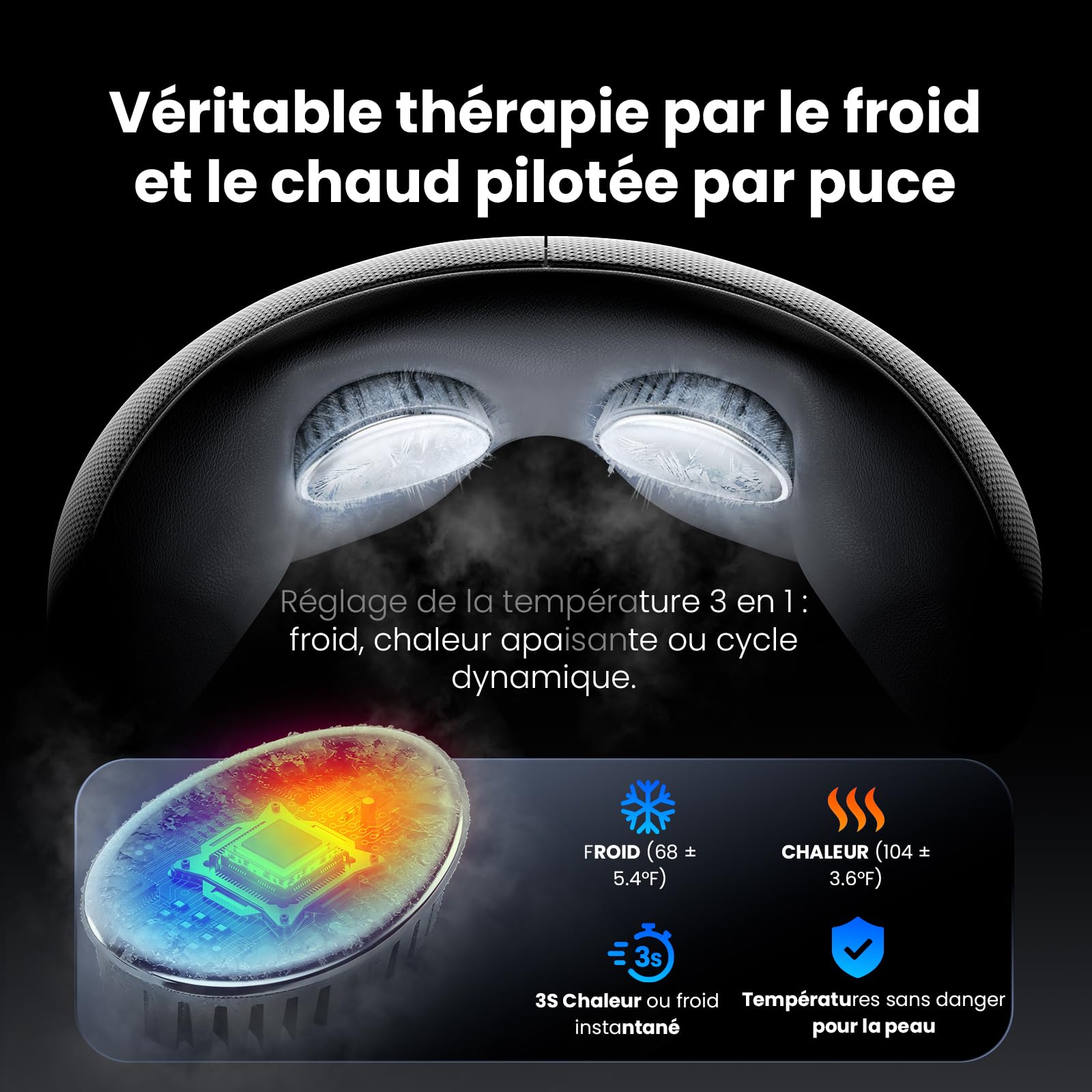 BOB AND BRAD EYEFLOW masseur oculaire avec chaleur et froid, masque massage yeux à compression froide semi-conductrice pour soulager la migraine, sécheresse et fatigue, cadeau pour hommes femmes