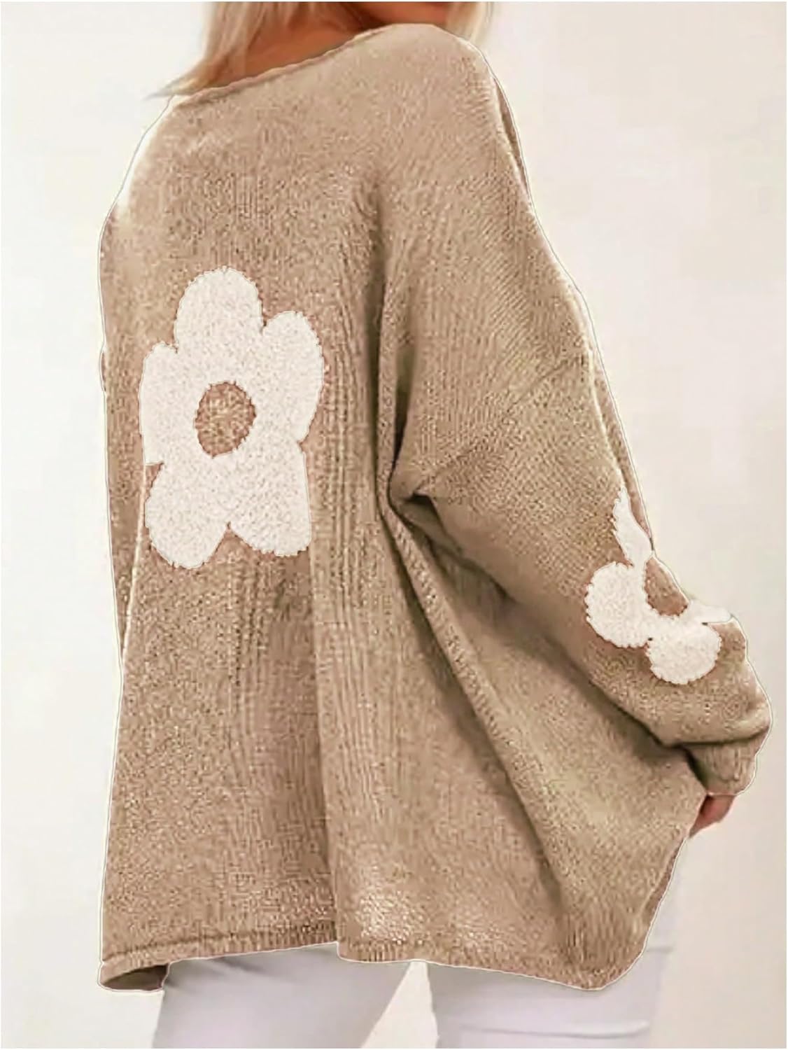 SOLY HUX Women's Plus Size Floral Sweater Long Sleeve Oversized Fall Knit Pullover Tops - Image 2