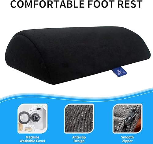 Miniatura 5 de AAAini Reposapiés para debajo del escritorio, multifuncional, lavable, apto para oficina, hogar, automóvil, diseño ergonómico, negro, de una sola