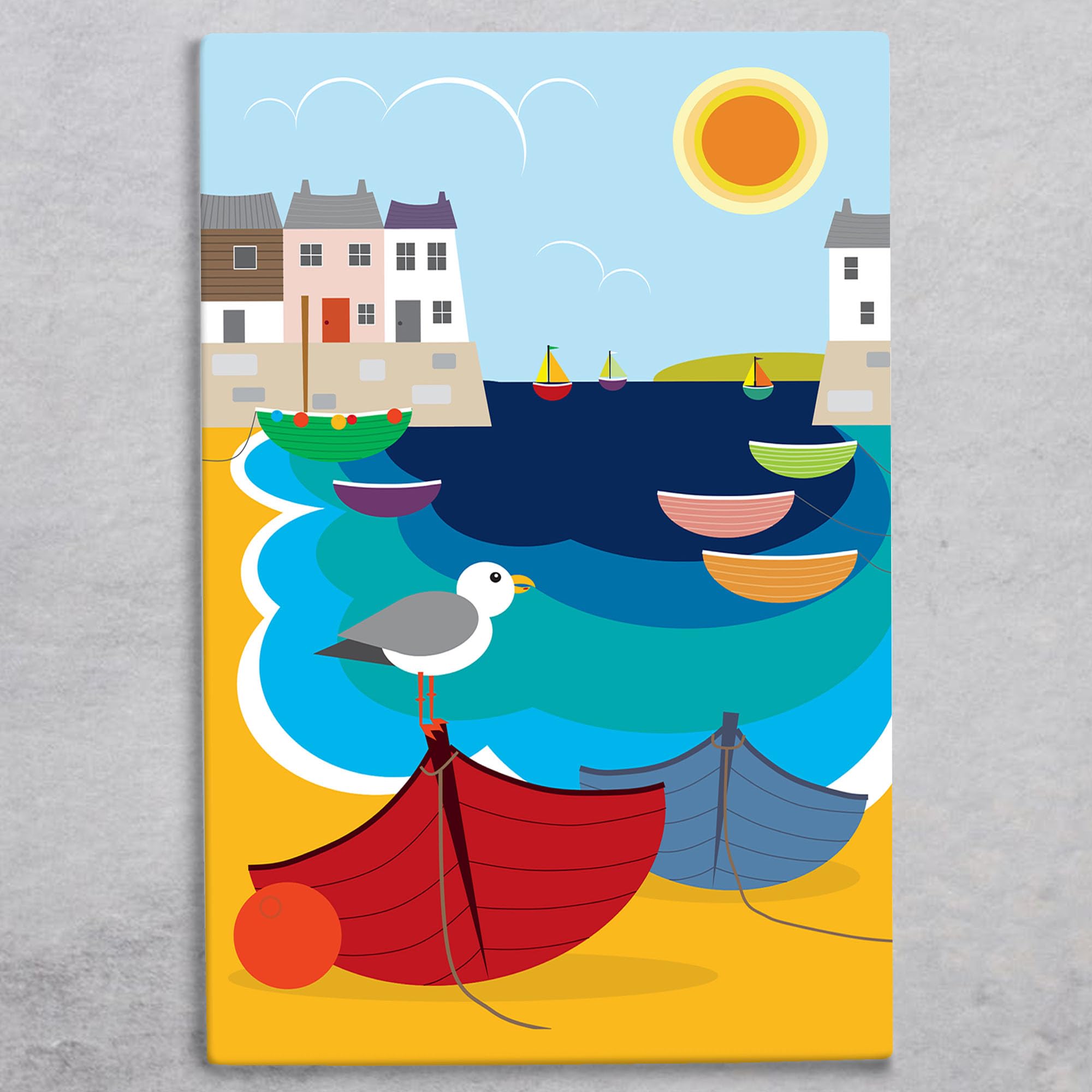 Global Designs Multilcoloured Tile Picture Harbour View Ceramic Seagull Nautical Beach Seaside Plaque Sign Wall Art Kate Pearson 30X20cm