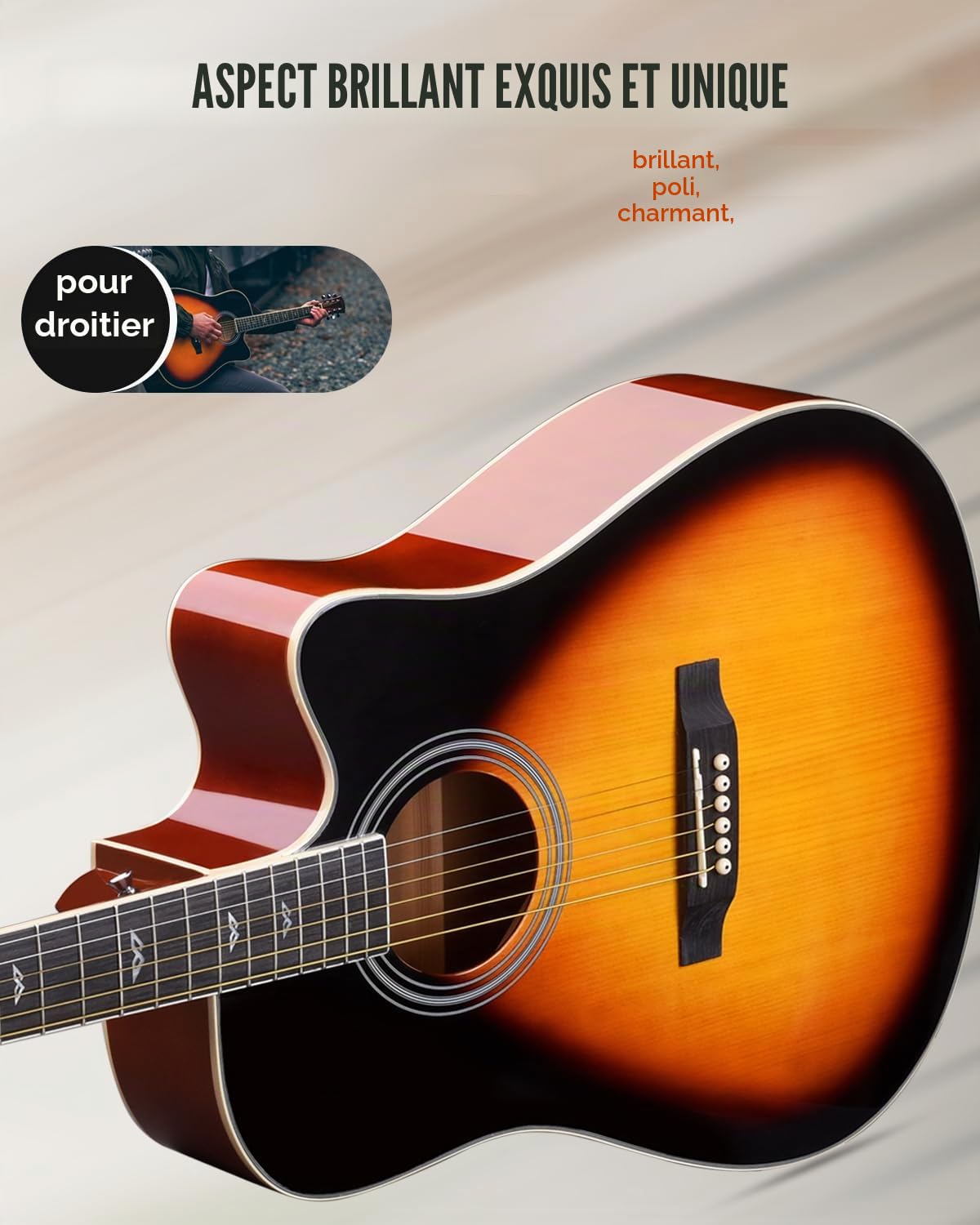 Winzz Guitare Acoustique Sunburst……