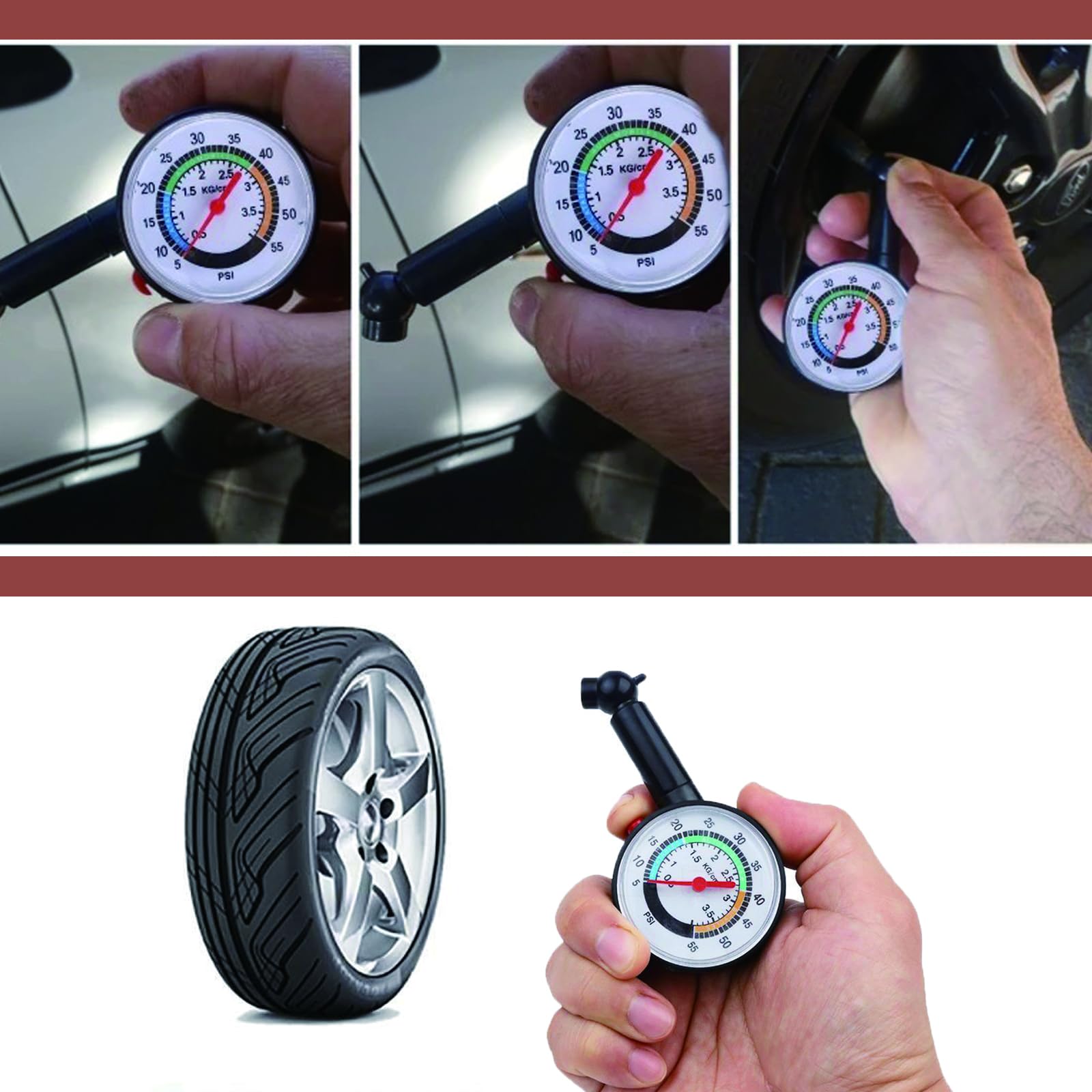 Manometro Pressione Gomme, Manometro Meccanico Professionale per Moto, Rester di pressione per pneumatici, Manometro Digitale Pressione, per Auto Moto Biciclette, Plastica