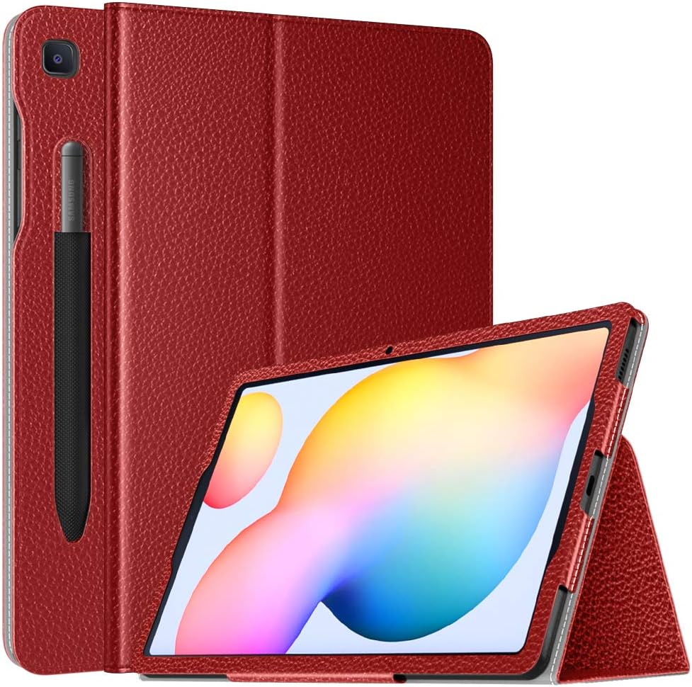 TiMOVO Case for All-New Samsung Galaxy Tab S6 Lite 10.4 Inch 2020 (SM-P610/P615), Premium Slim Folio Leather Stand Cover with Auto Wake/Sleep Fit Galaxy Tab S6 Lite 10.4 2020 Tablet - Red