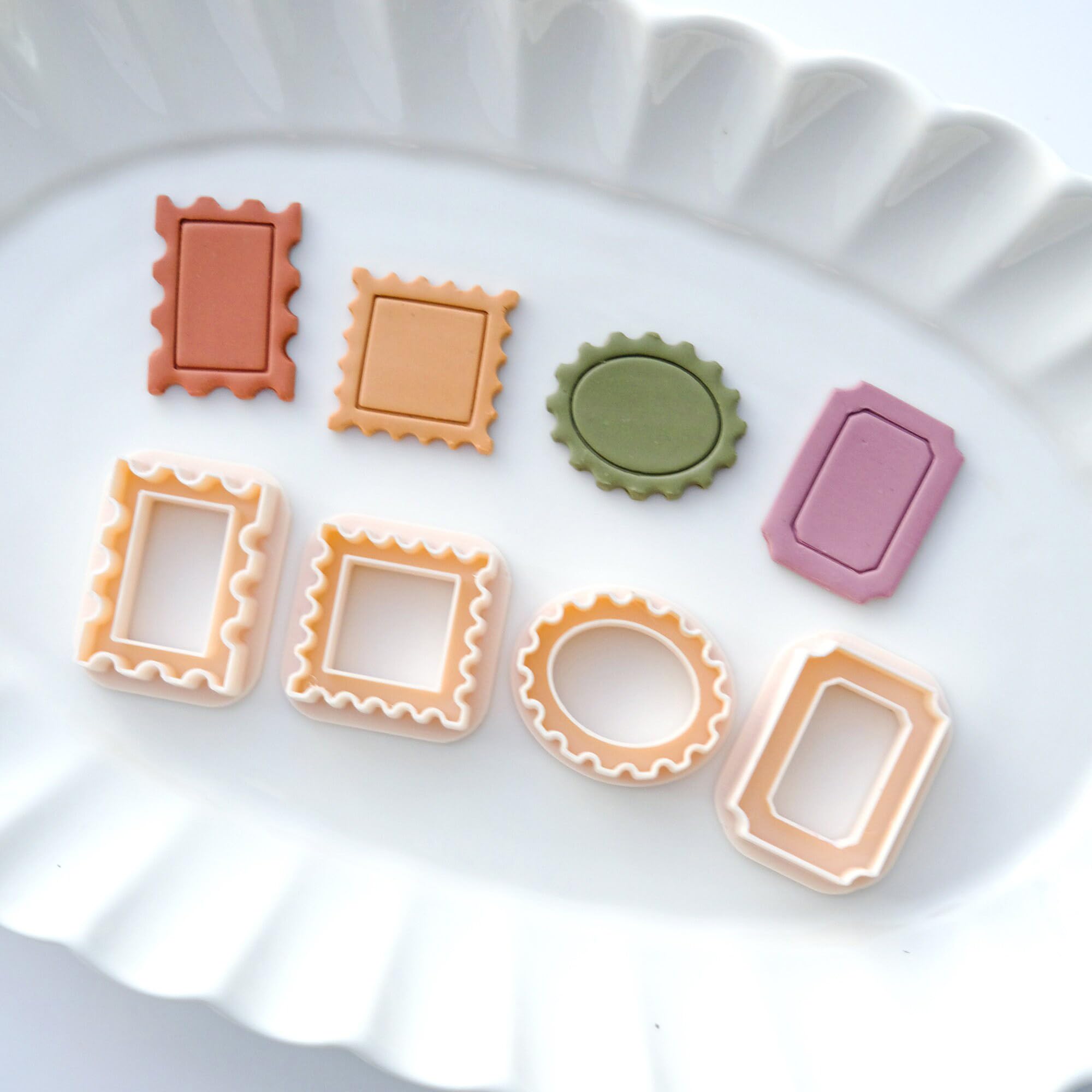 Holiday Postage Stamp Clay Cutters | 4 Frame Polymer Clay Cutters | Christmas Stamp Cutters | Jewelry Making | Clay Supplies