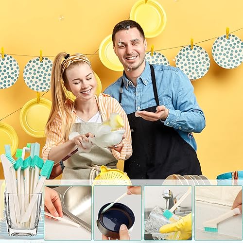 Miniatura 7 de Nuenen 16 cepillos de limpieza domésticos pequeños  Juego de cepillos limpiadores de hendiduras de detalle profundo, azulejos de botella de teclado