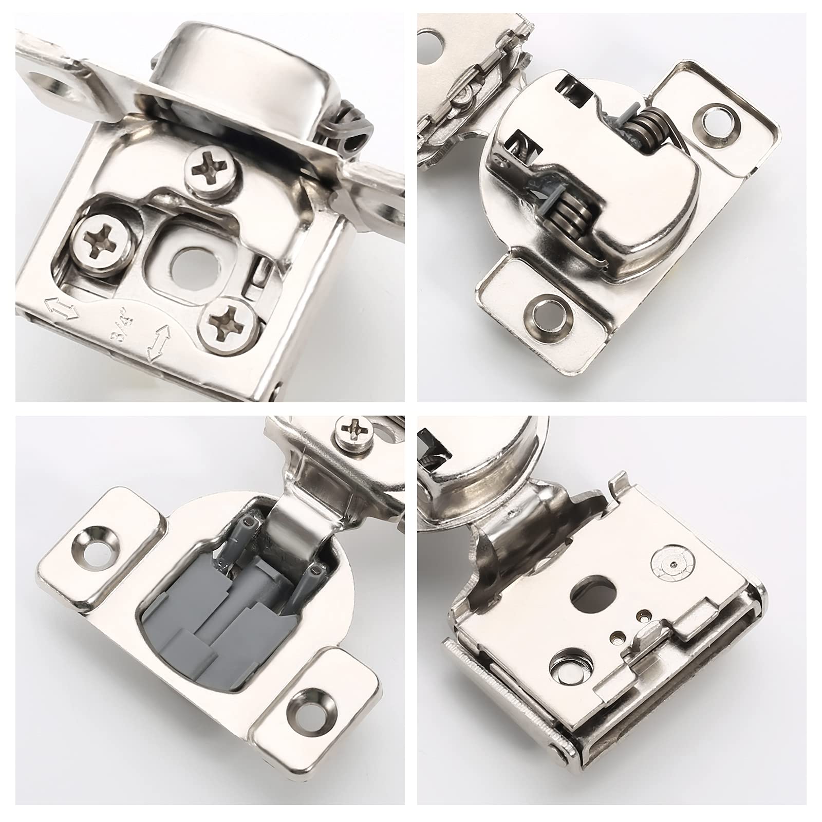 Amerdeco 1.9 cm (3/4 Zoll) Overlay Soft Close Schrankscharniere mit 3-Wege-Einstellung, langsam schließende Schrankscharniere, 105 Grad Küchenschrank-Scharniere mit Schrauben.