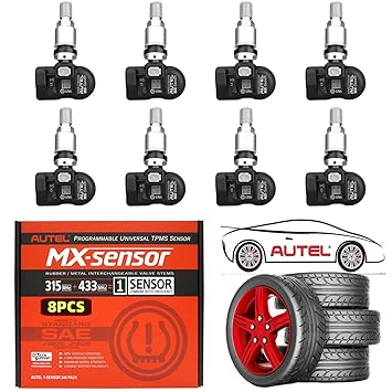 Autel MaxiTPMS MX Sensor 8pcs Pack Metal Stem 315/433MHz TPMS Sensor Universal Tire Sensor Programmed by TPMS Tool TS401 TS408 TS501 TS508 TS601 TS608 MK808TS MX808TS MS906TS ITS600