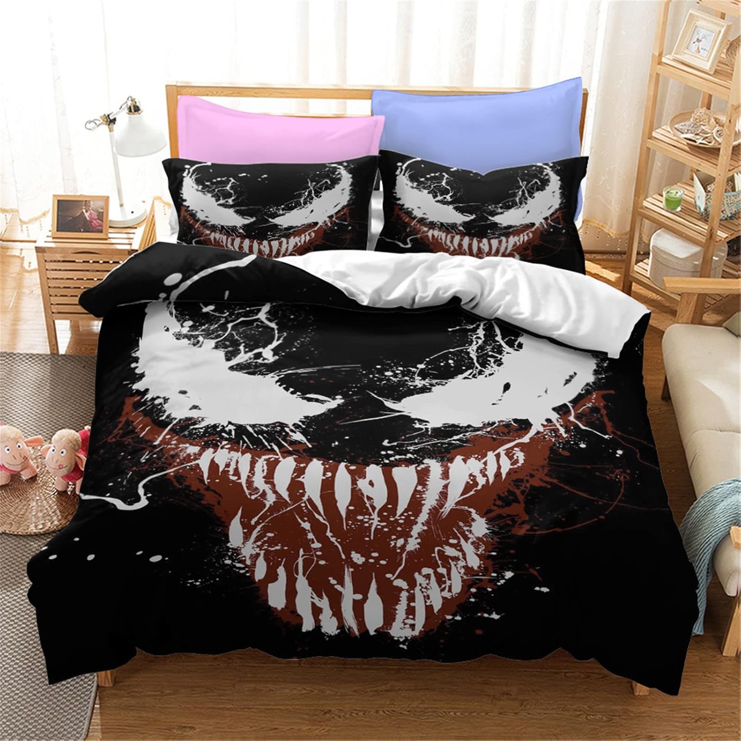 enttgo Boys Girls Venom Duvet Cover 3 Pieces Bedding Set,Twin/Queen