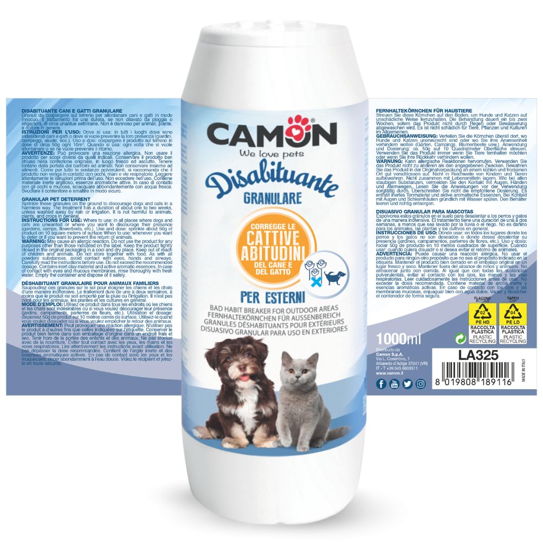 CAMON | Disabituante Cani e Gatti Granulare, 1L, Efficace per Ambienti Esterni, Sicuro per Animali e Umani