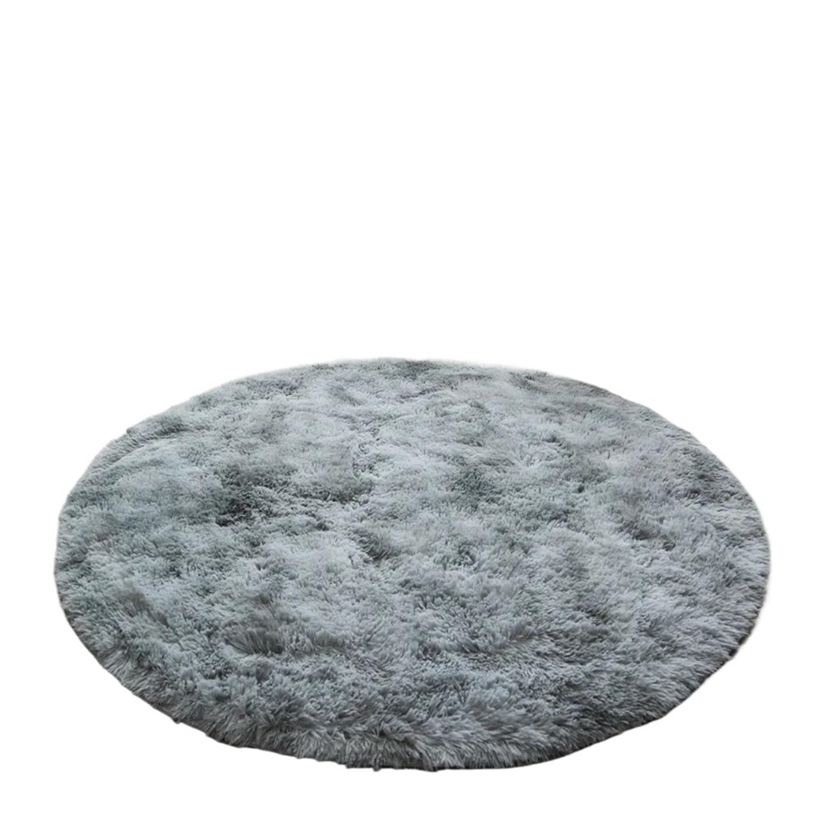 Tapis rond en peluche douce gris clair 120cm pour déco salon