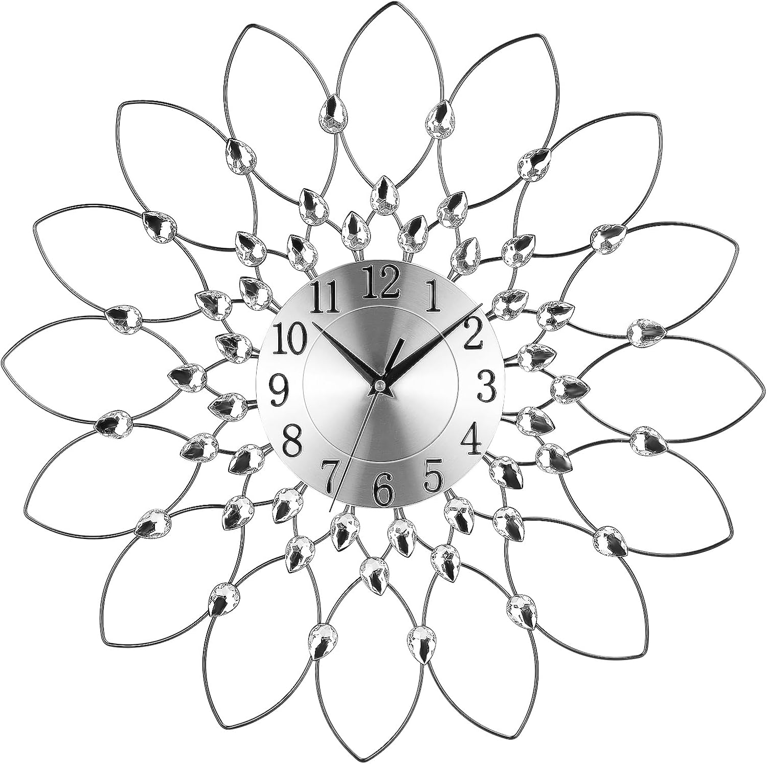 Youyijia Diamond Jeweled Wall Clock Stylish Diamond Sliver Wall Clock Silent Wall Clock Modern