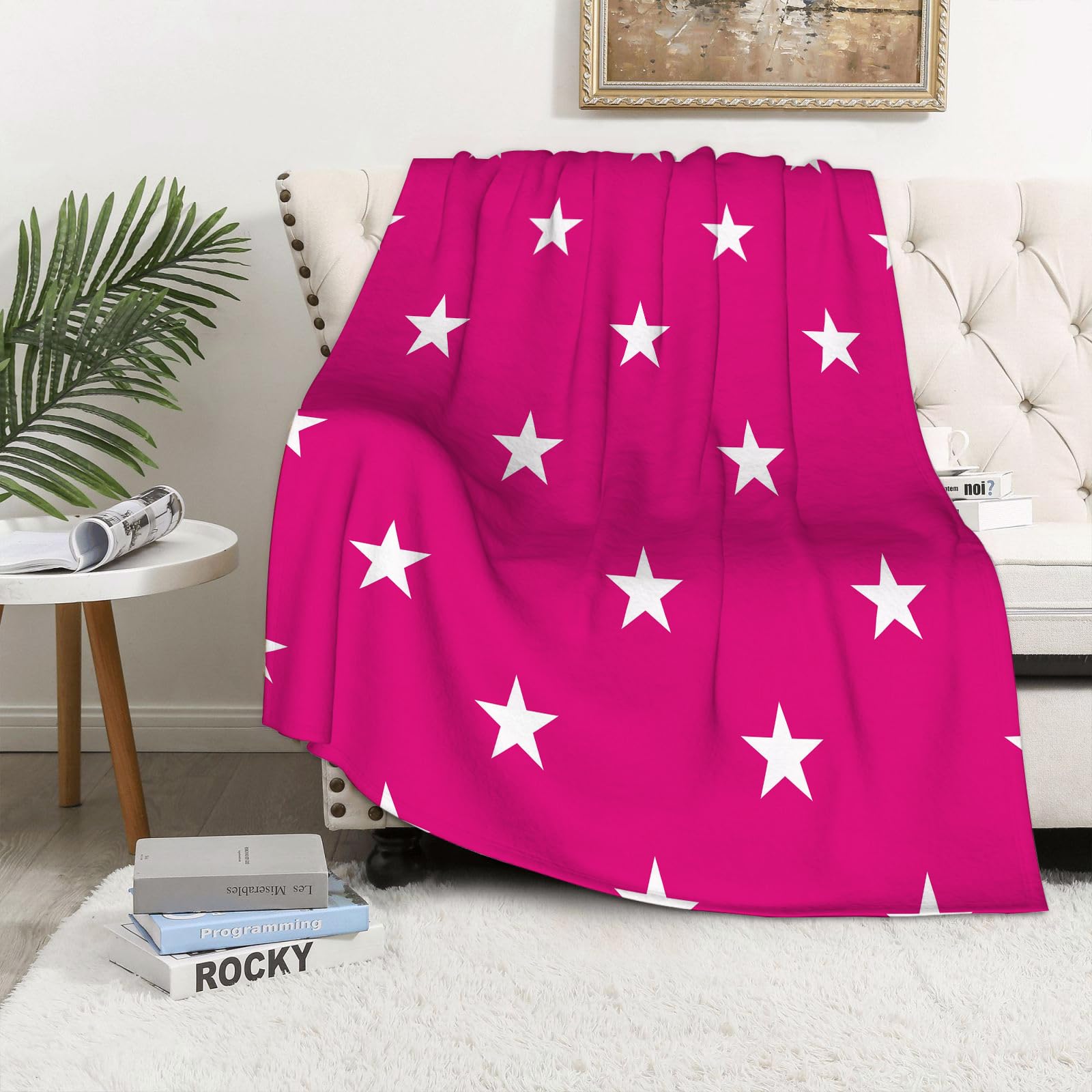 Kuscheldecke Flauschig Decke Fleecedecke Heißes rosa, symmetrisches Muster mit Wohndecke Warm Winter Weich,Decke Couch Blanket,Wohn- & Kuscheldecken 100 x 130 cm,Sofa überwurfdecke