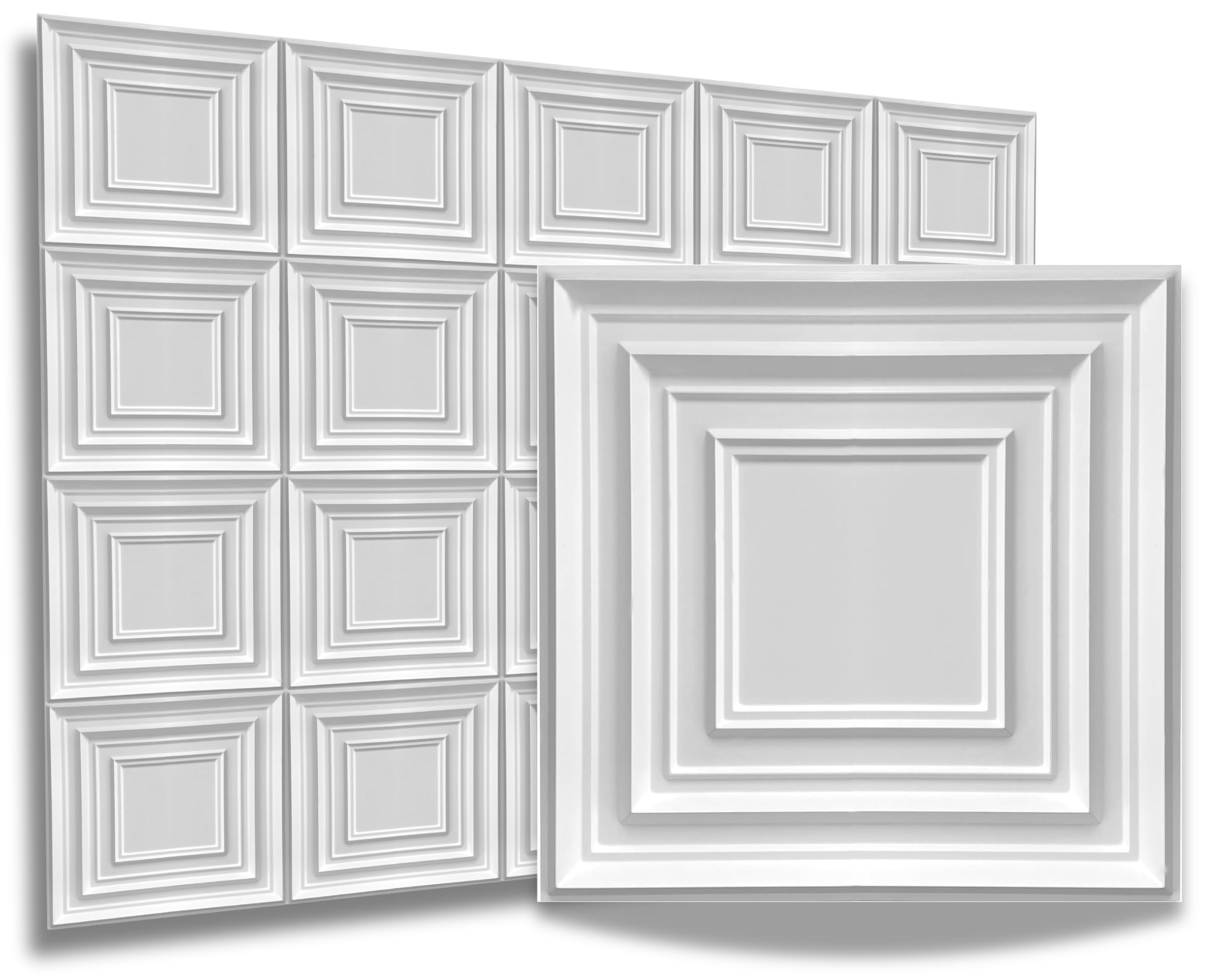 Pannelli 3D murali decorativi in ​​plastica PVC per pareti & per soffitto >50 cm x 50 cm< effetto 3D, impermeabili, duri. Spessore 1mm