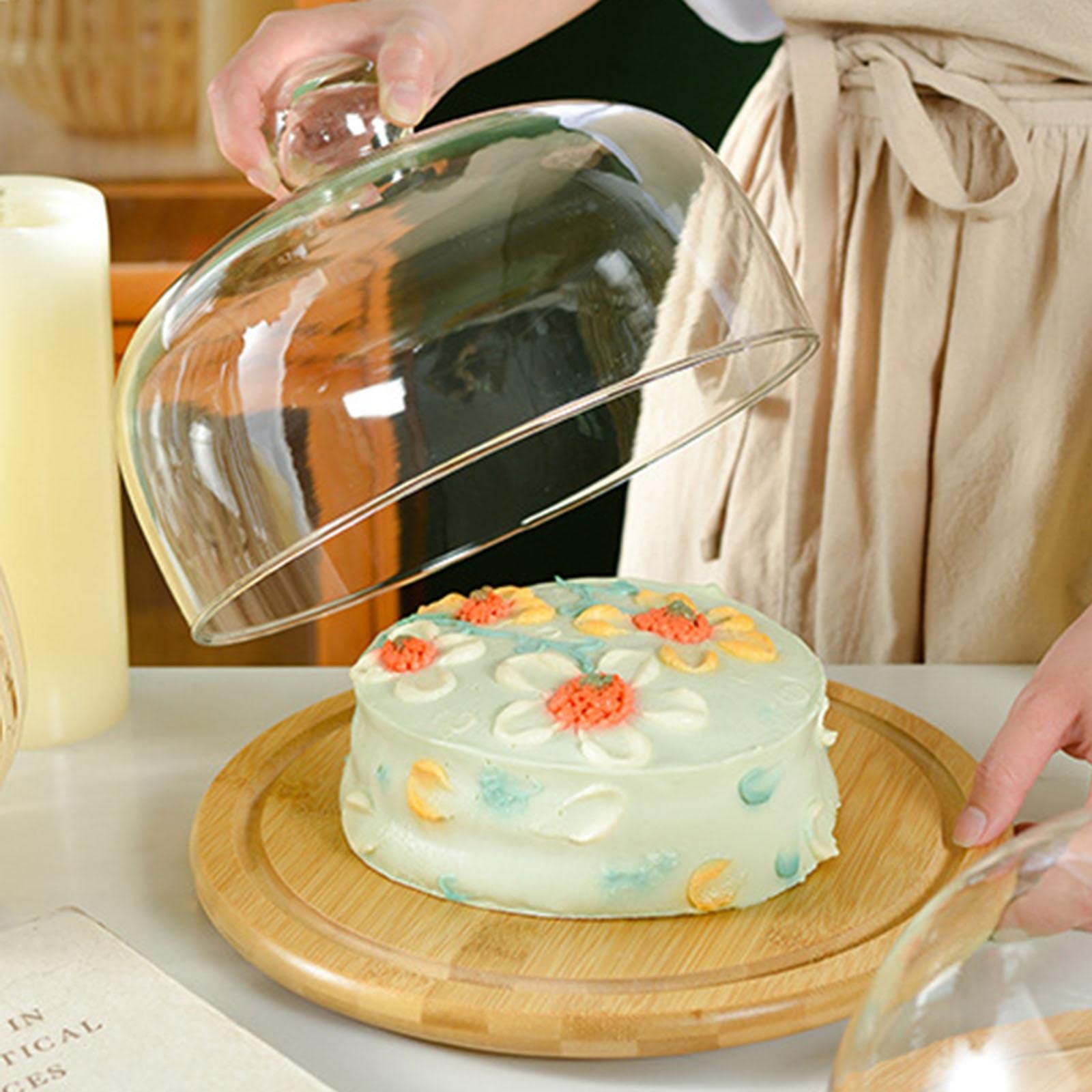 Soporte para tartas con cúpula y base giratoria para servir ensaladas, 235 x 165 mm