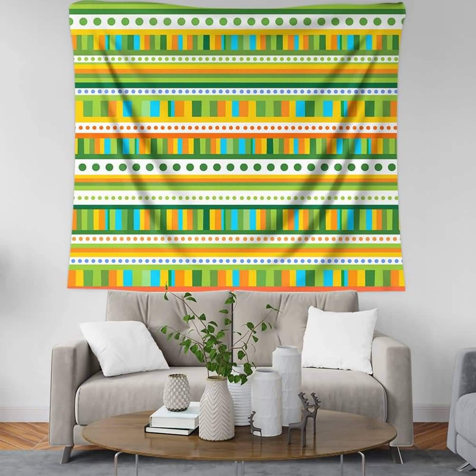 Tapisserie murale pour cacher un mur abîmé déco rapide avec toile imprimée géométrique 200x150