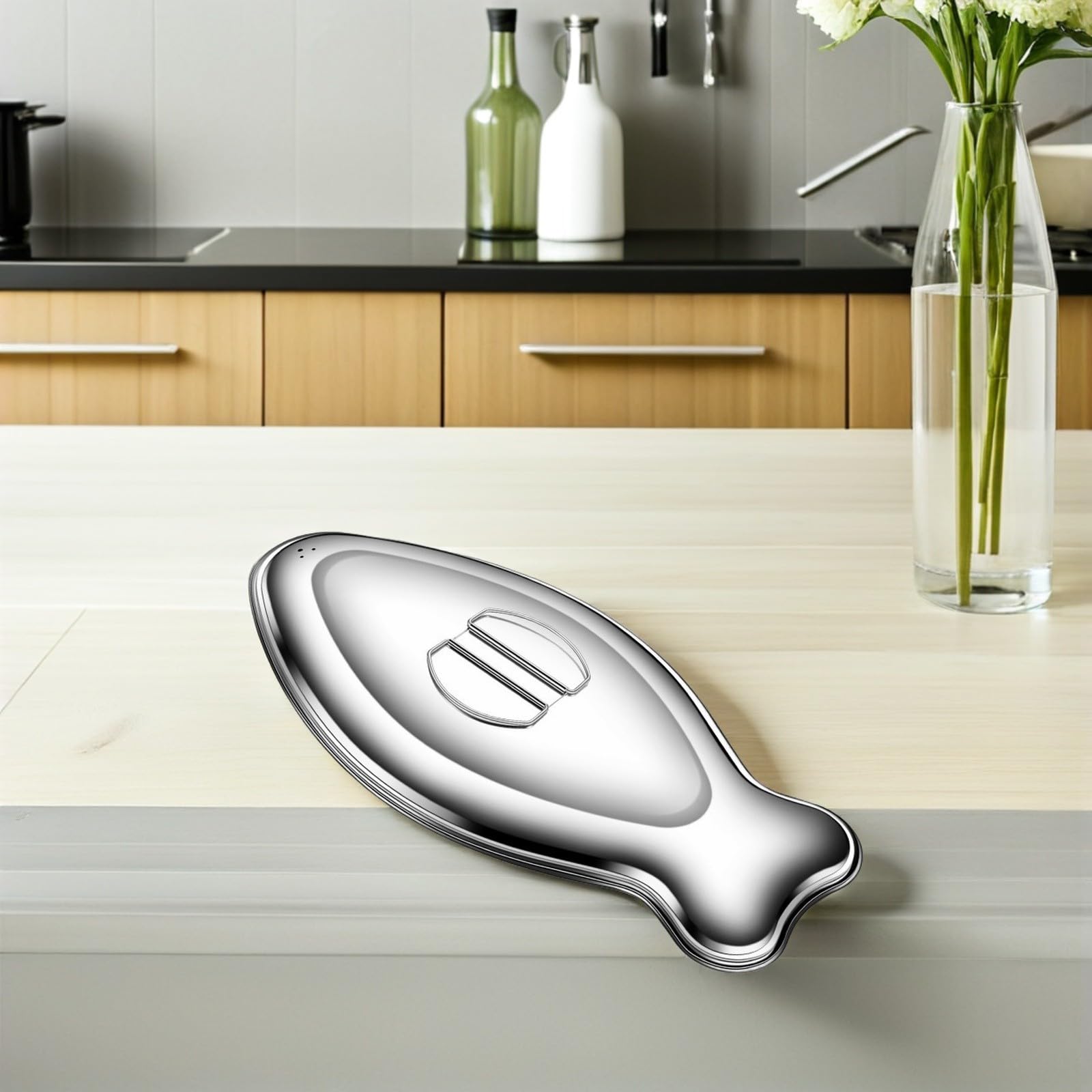 Piatto per Pesce Fumante Ovale in Acciaio Inox Decorativo | Argento, per Cottura di Frutti di Mare Indoor e Griglia Outdoor, Circolazione Vapore Uniforme