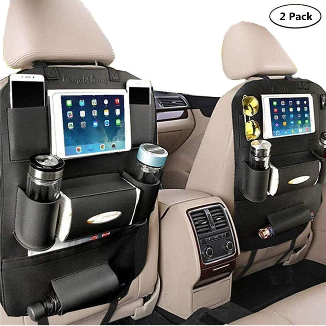 Fincy Palmoo 2 Pack PU Leather Car Seat Back Organizer for Travelr, Universal Use as Car Backseat Organizer for Kids, Storage Bottles, Tissue Box, Toys , Car Organizer