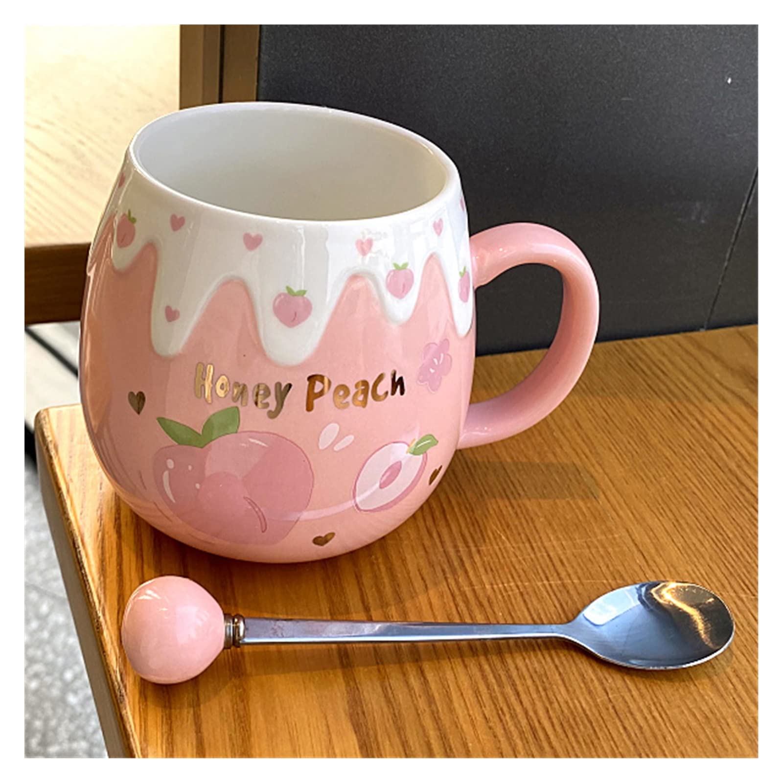 Tasse Tasses 17 oz (500 ml) ménage rose pêche en forme de tasse céramique petit déjeuner lait après-midi service à thé café hommes et femmes usage quotidien