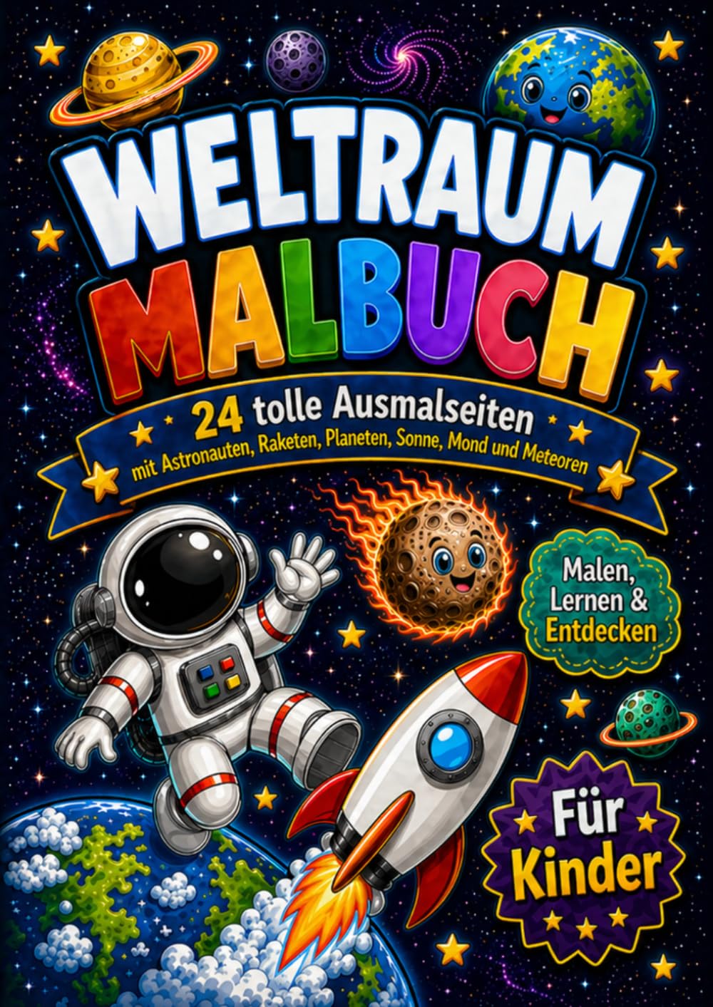 DAS GROSSE WELTRAUM-MALBUCH: Lernen + Ausmalen