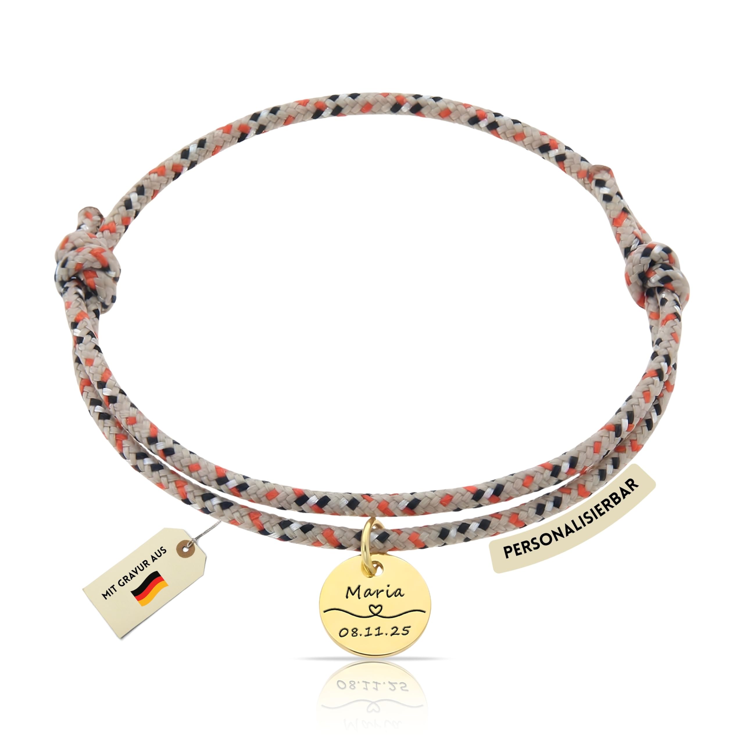 Made by Nami Personalisierte Geschenke für Herren Personalisiertes Armband Damen Herren Geschenk Freund Freundschaftsarmbänder mit Gravur Taufe Valentinstag Weihnachten (Coin)