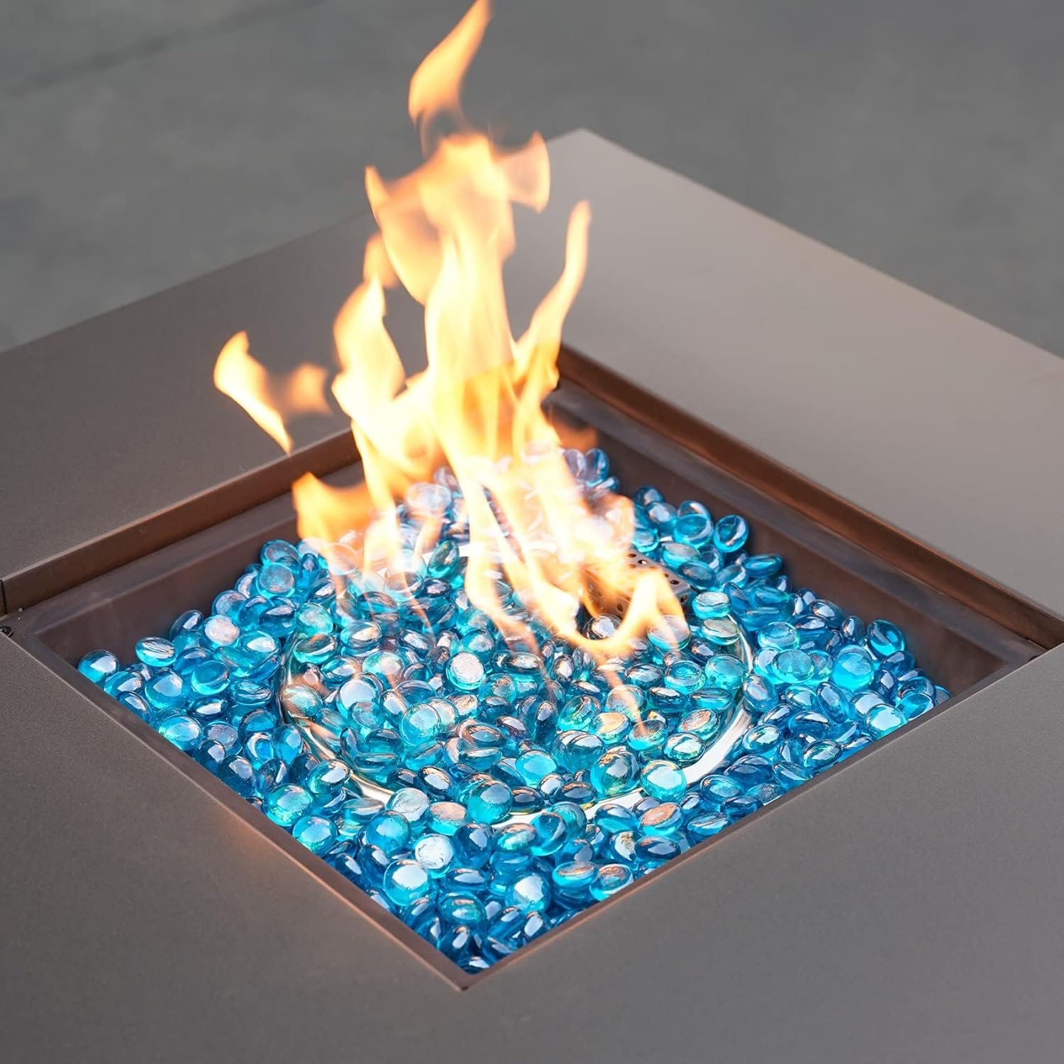 Mr. Fireglass Caribbean Blue Fire Glass Beads, 1/2 Inch Reflective Round Fire Glass Drops Rocks for Outdoor Fire Pit, Fireplace and Fire Pit Table, 20 Pounds - Image 2