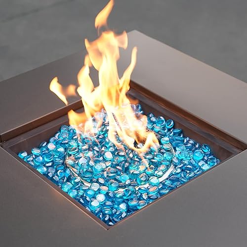 Miniatura 3 de Cuentas de vidrio de fuego azul caribeño, 12 pulgada de vidrio redondo reflectante para fogatas al aire libre, chimenea y mesa para hogueras, 20