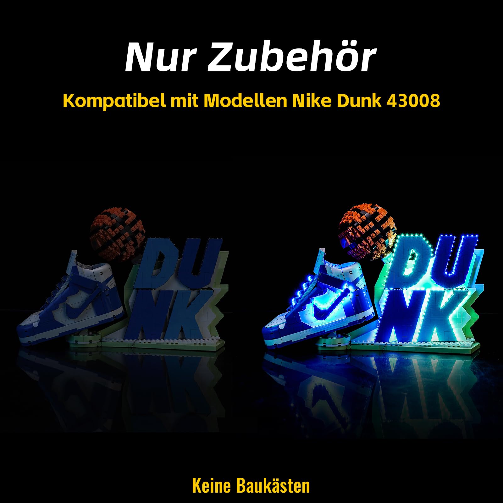 Set di luci a LED compatibile con Lego 43008 Nike Dunk x Set (non un modello), interruttore touch dimmer set di illuminazione decorativa compatibile con Lego Nike Dunk x Set 43008 giocattolo creativo