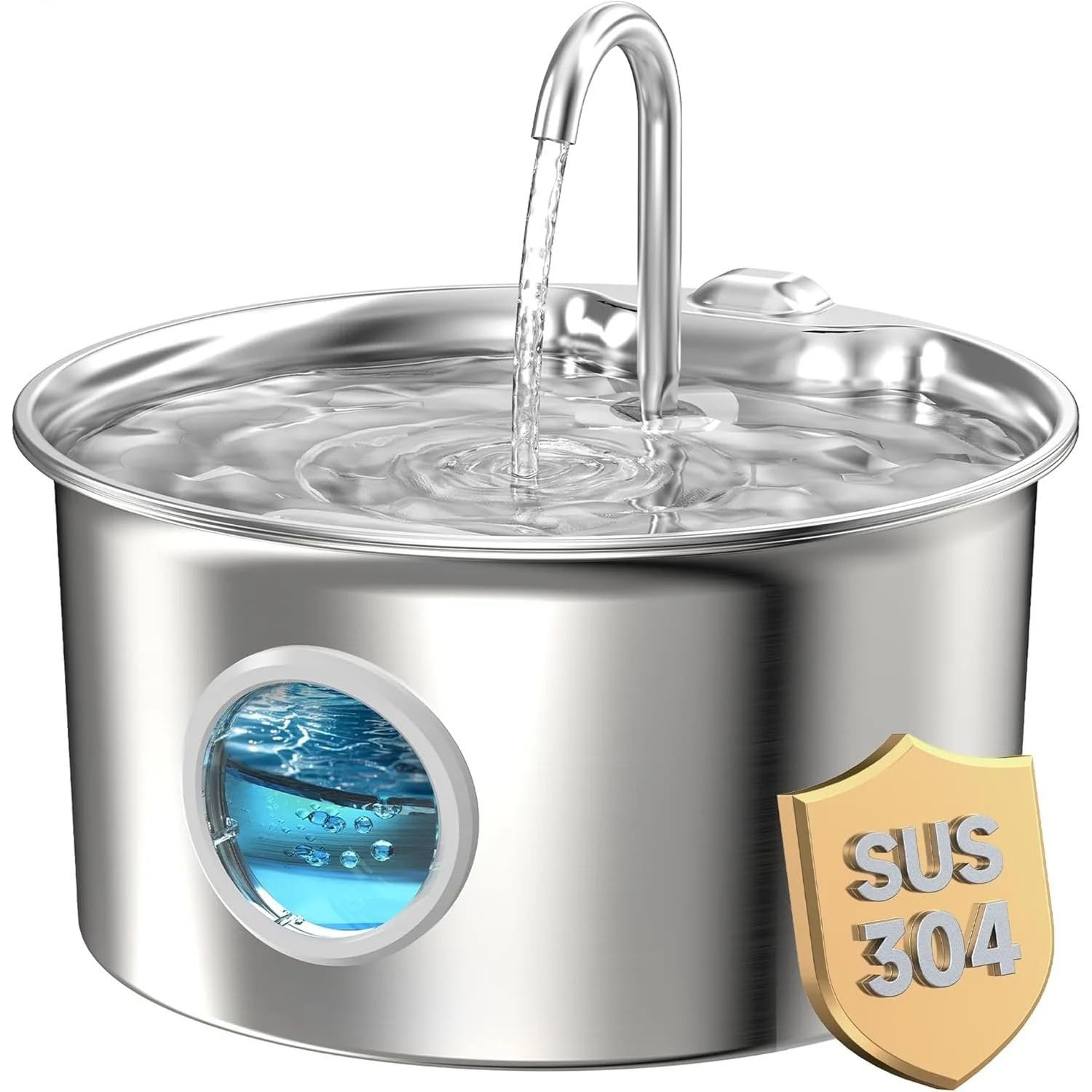 Petzen Cat Water Fountain for Drinking, 3.2L Stainless Steel with 2 Filters, Ultra Silent, Visible Water Level, Automatic Wired Drinking Fountain