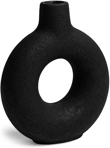 Miniatura 1 de Oona - Jarrón decorativo moderno para anillos, mediano, color negro