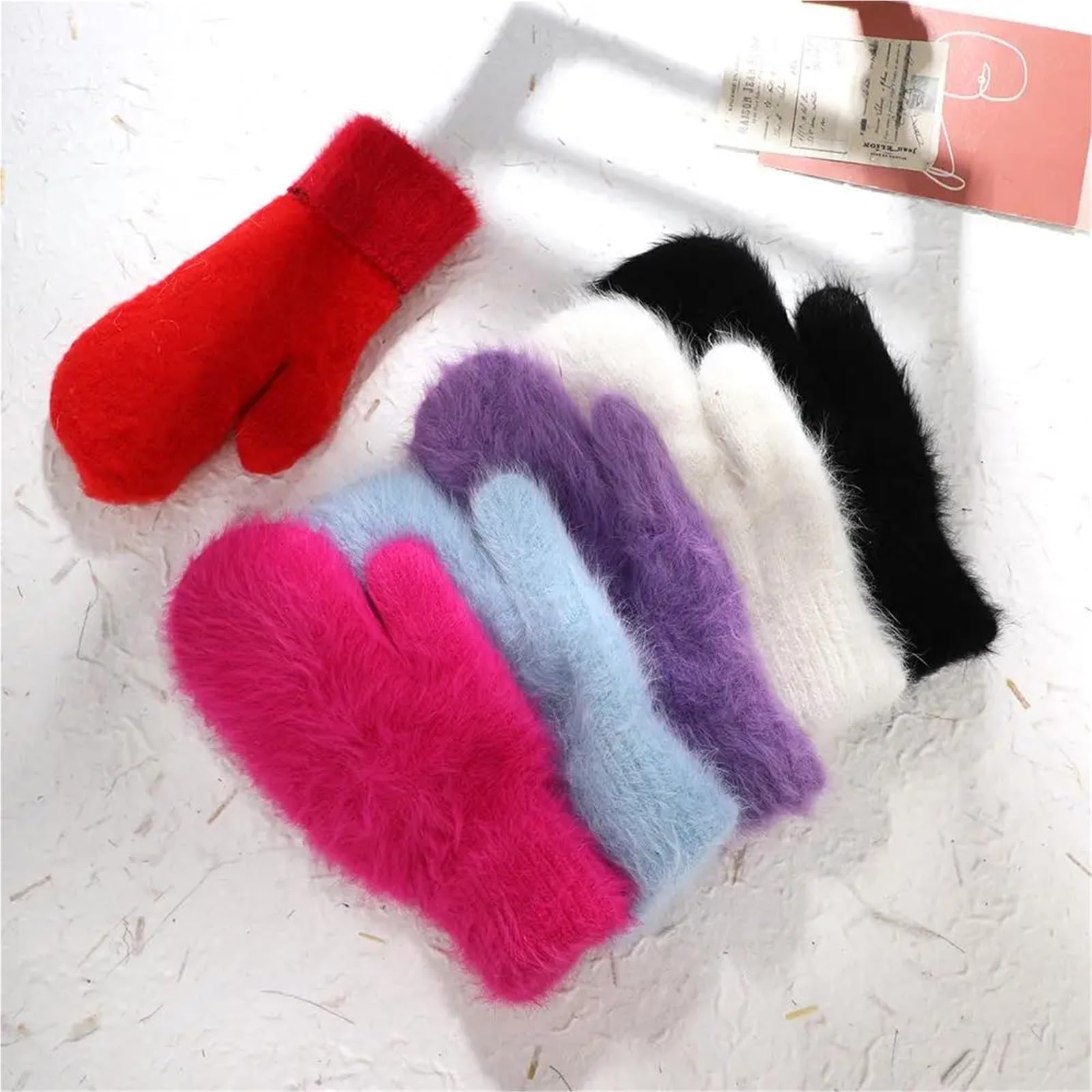 1 par de guantes cálidos felpa, manoplas suaves con dedos completos Para Hombre Mujer
