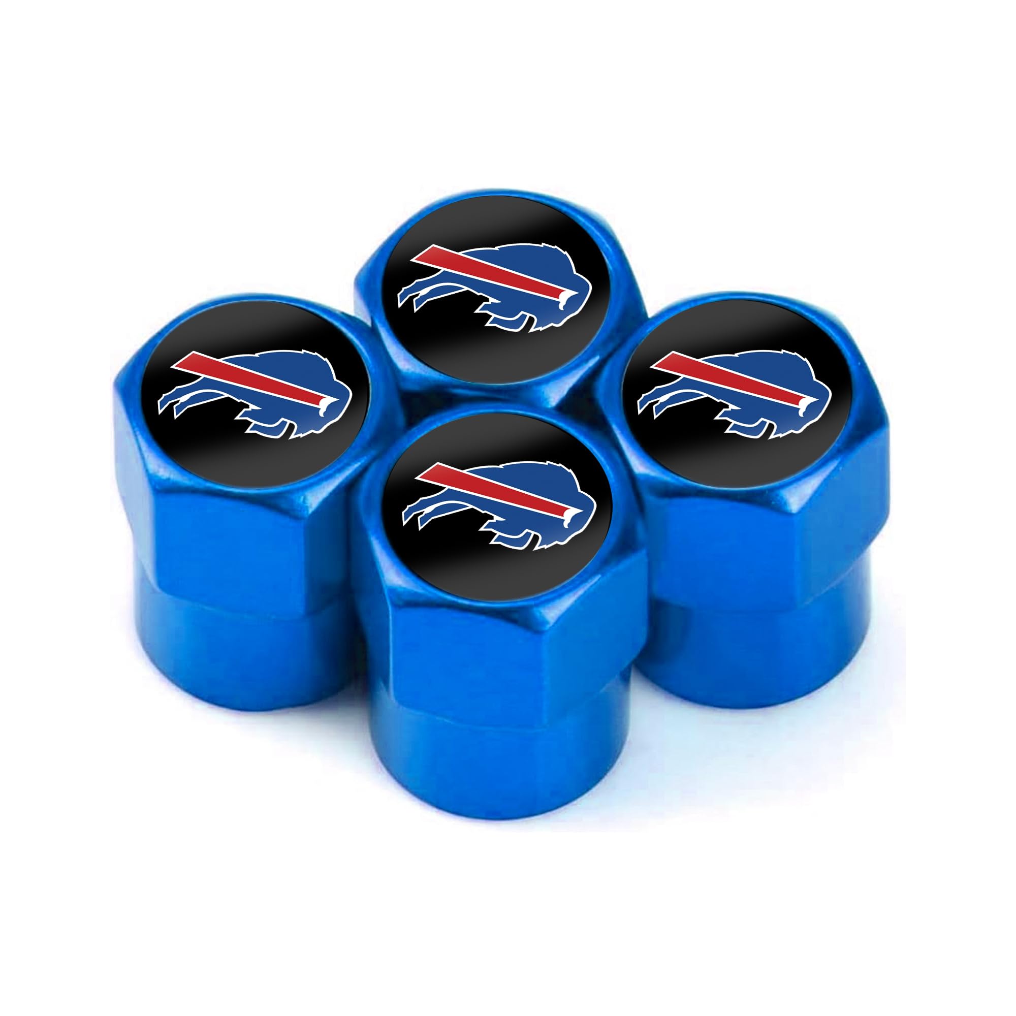 Designed for bills tire valve stem caps,4 Pack Car Tire Air Caps Cover-fit bills car accessories with Aluminum alloy valve stem caps for Car Truck SUV Motorcycle Bike. (for blue br)