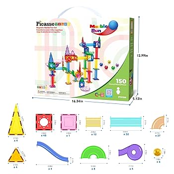 Amazon.co.jp: PicassoTiles マーブルラン 150ピース 磁気タイル