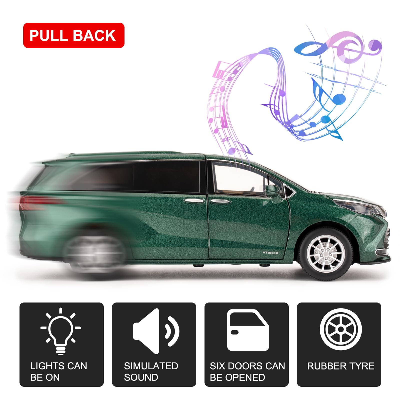 Amazon.com: BDTCTK 1:24 Compatible for Sienna MPV Car Model, Pull