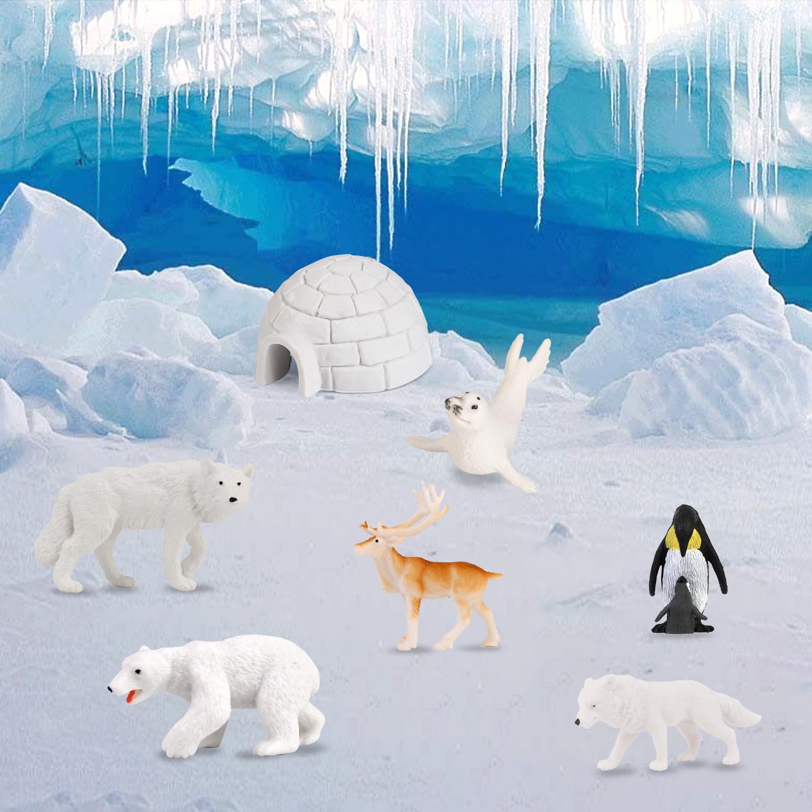 2 Eisbär-Figuren Aus Kunststoff – Realistisches Wildtier-Modell, Lernspielzeug Für Kinder