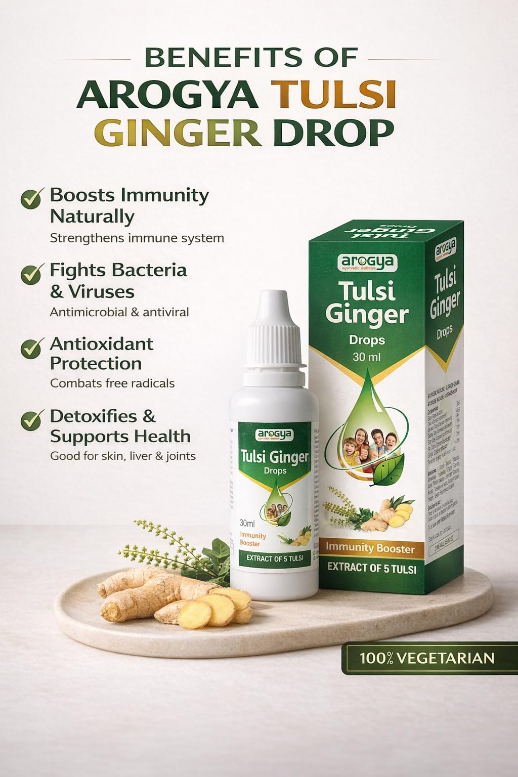 Arogya Tulsi Ginger Drops 30ml | Ayurvedic Herbal Ark with Tulsi & Ginger Extracts | Daily Wellness Supplement for Immunity Support, Respiratory Comfort & Throat Wellness | Seasonal Wellness Care | Herbal Drops for Adults & Kids | Convenient Family Health Supplement — Amazon image 4