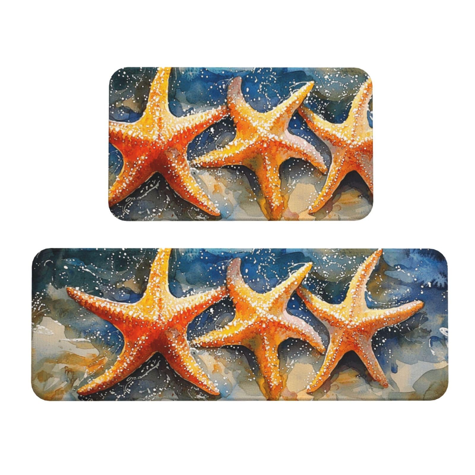 Tapetes de cocina acolchados y cómodos con diseño de playa y estrella de mar