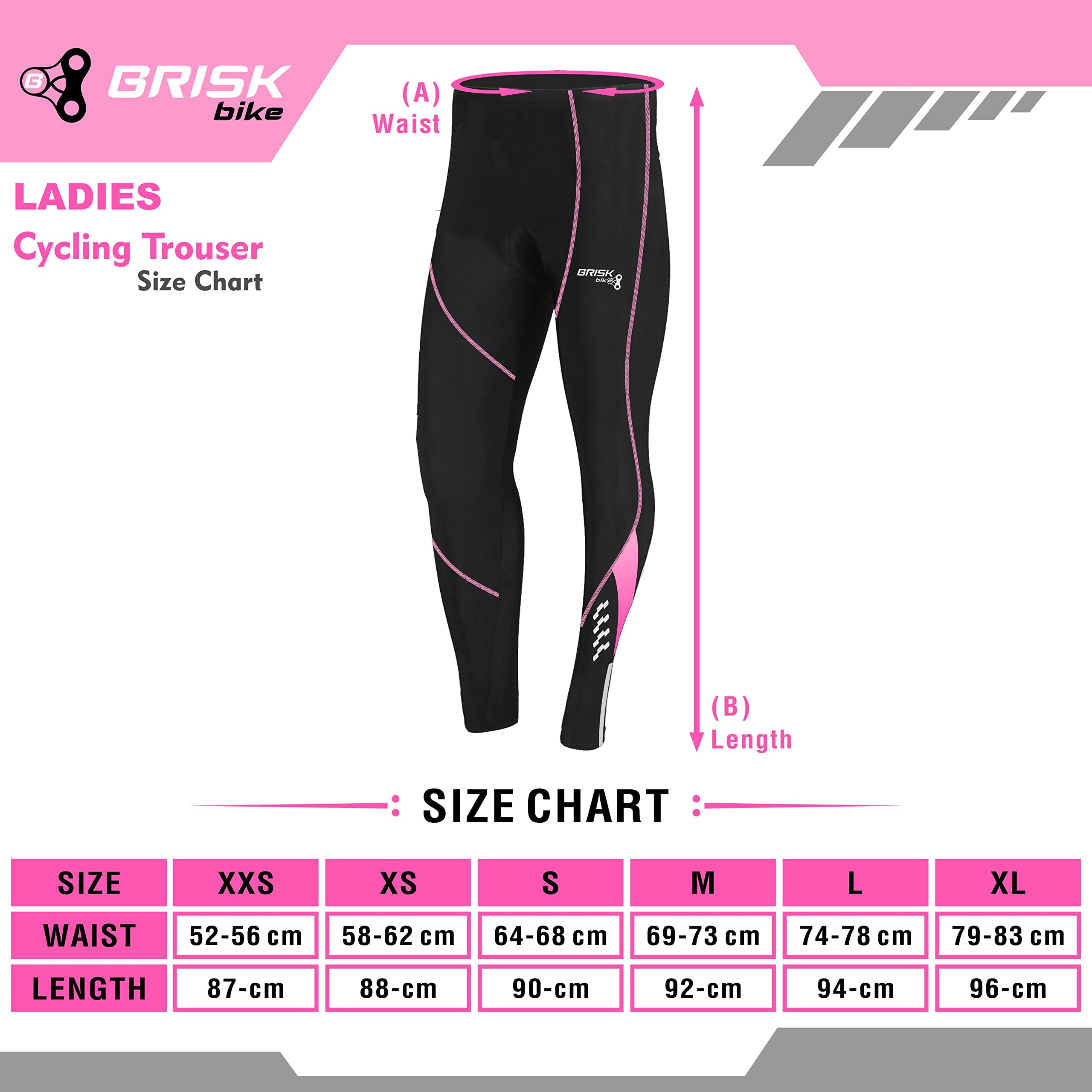 Brisk Bike Pantalons de Cycliste Femme avec Fermetures éclair réfléchissantes Collants de Cyclisme rembourrés Cool Max Extensibles pour Le Cyclisme - Pantalon Cycliste Femme Long