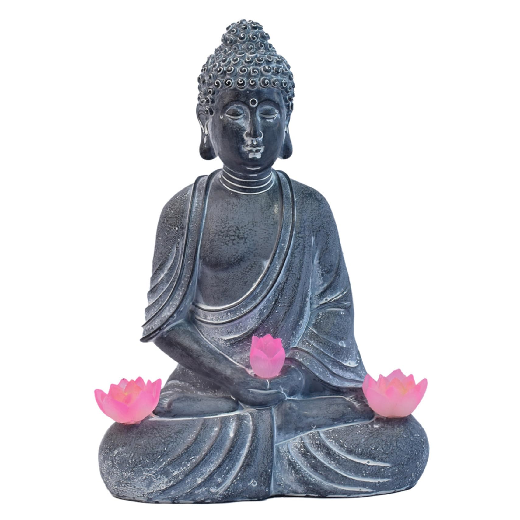 Ameble Buddha Statue Outdoor, Zen Garden Decor with Solar Powered Lotus Flower Light, Solar Garden Statues for Patio, Yard, and Home