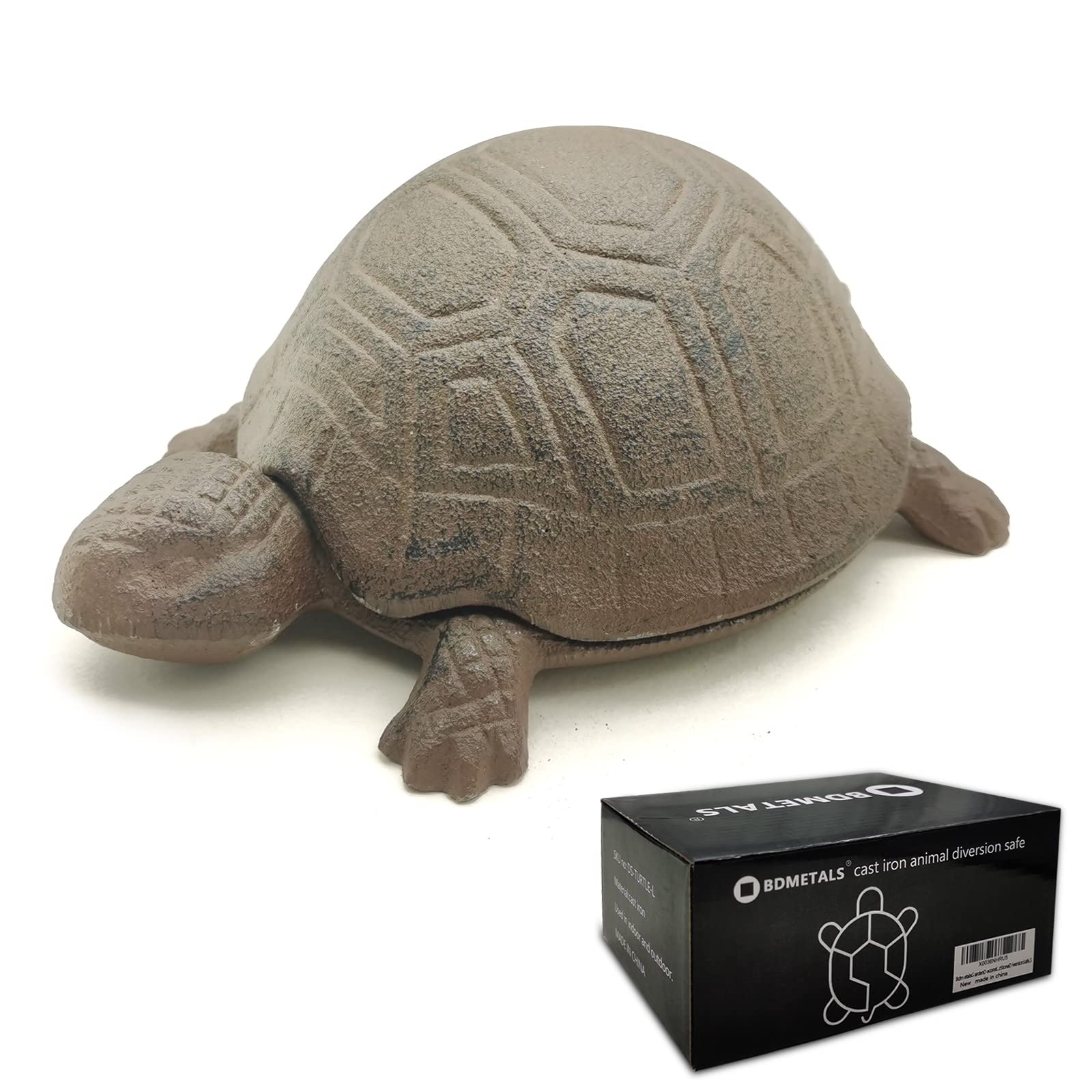 BdmetalsGarden Decoration Turtle Cast Iron Key Hider Stone Diversion Safe,L