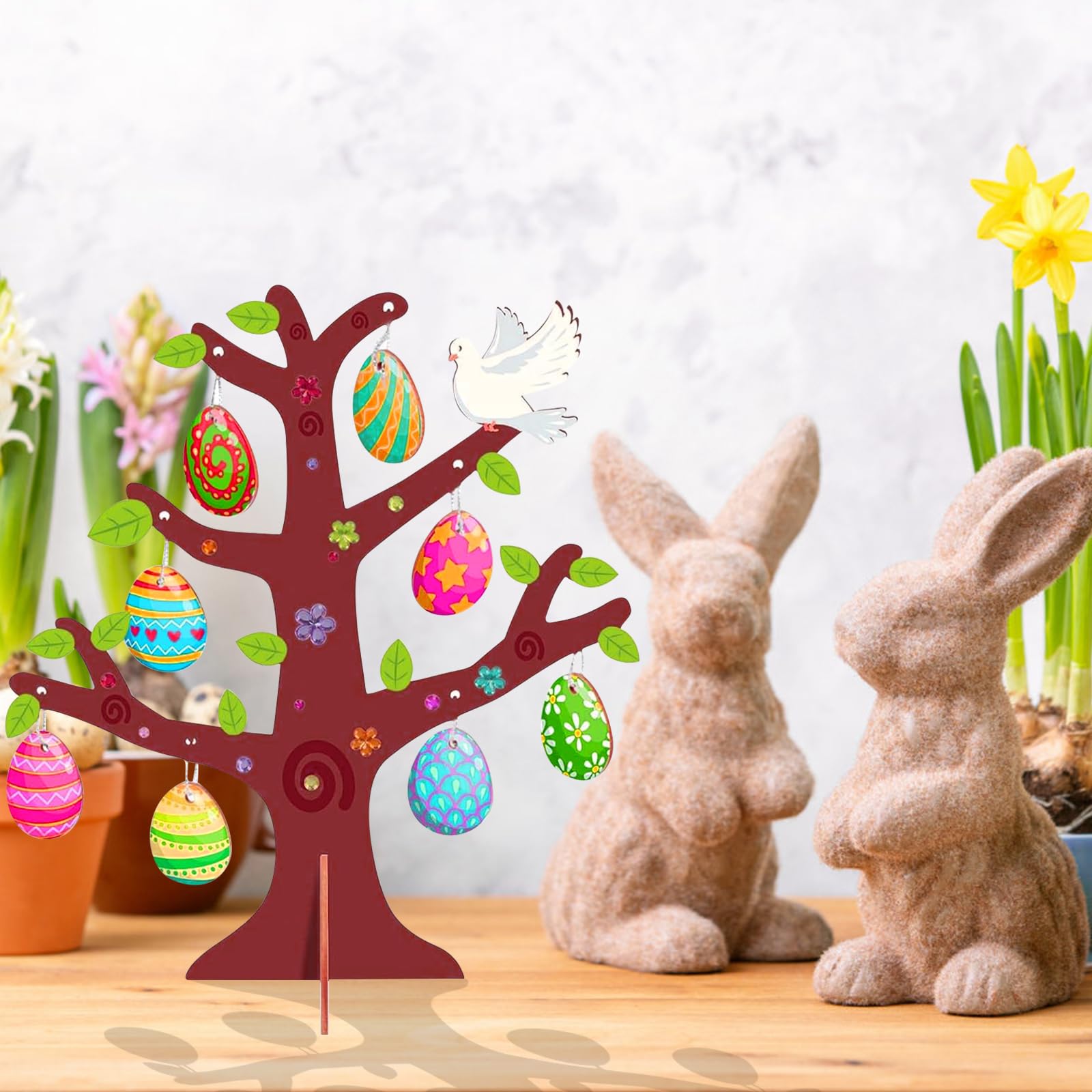 Matogle Set Decorazioni Pasquali per Bambini DIY Appendere L'albero di Pasqua Set Fai Da Te per Dipingere L'albero Pasqua 3D per Bambini Come Regalo di Pasqua