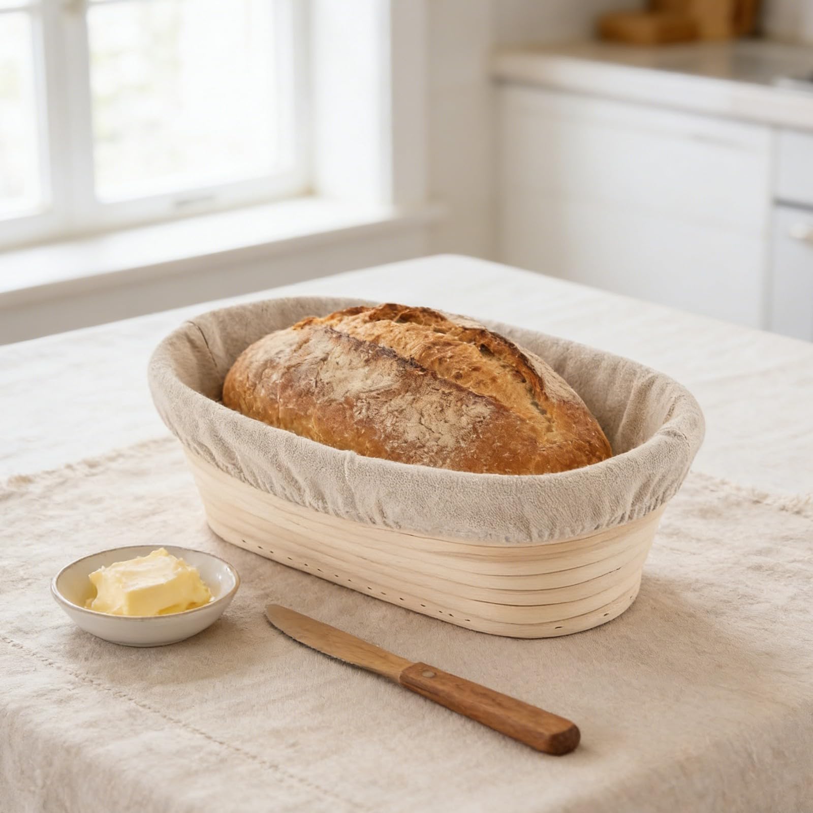 Ovale Brotgärhalter mit Leineneinlagen für Sauerteig-Backen, perfekte Form und Textur, 2 Stück