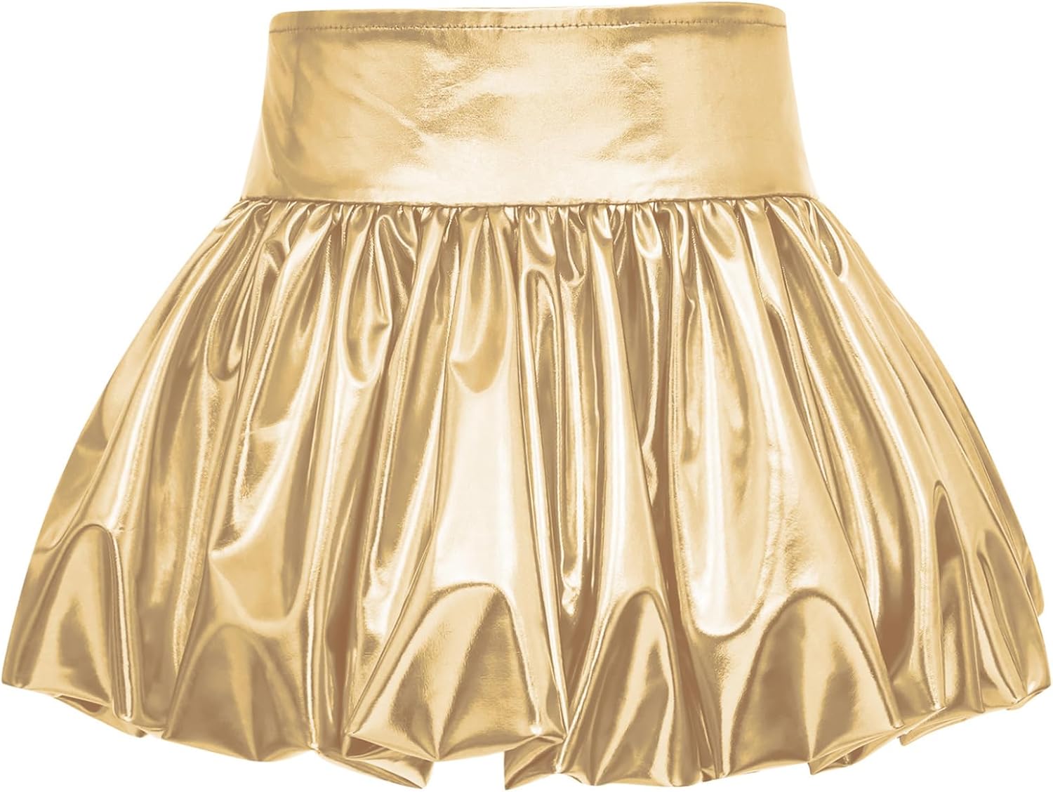 Loyan Kids Girls Dance Party A-Line Mini Skort for Stage Performance Shiny Bubble Skirt Ruffle Tutu Dress Skater Skirt