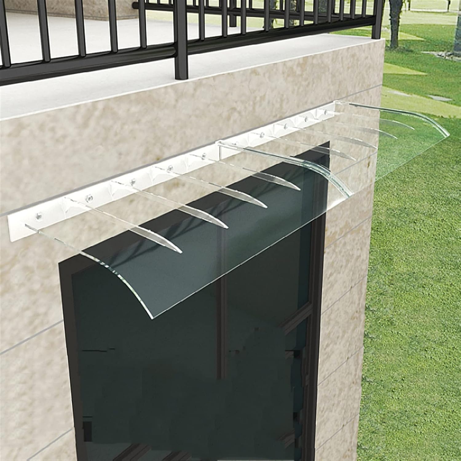 Window Awning Durable Door Canopy, Snow and Uv Protection Porch Awning Rain Shelter Cover, Polycarbonate Canopy for Residential Or Commercial Application (Color : Clear, Size : 40x