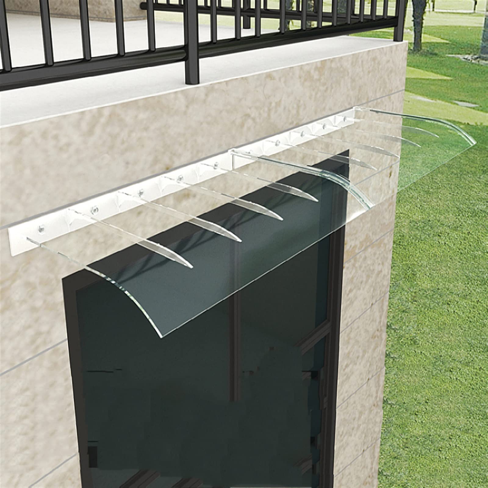 Auvent de porte et fenêtre en polycarbonate transparent pour protection pluie