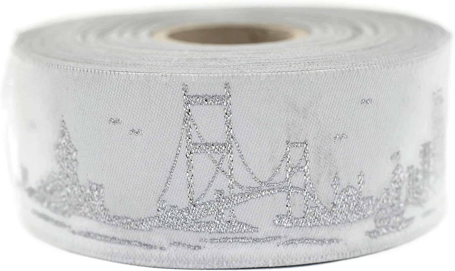 11 Yard Spool 1.37 inches Wide Silver Istanbul Jacquard Ribbon Woven Trim Woven Retro Fabric Home Decoration Embellishment Homecoming Mum Accessories Supplies Lace Vintage 35079